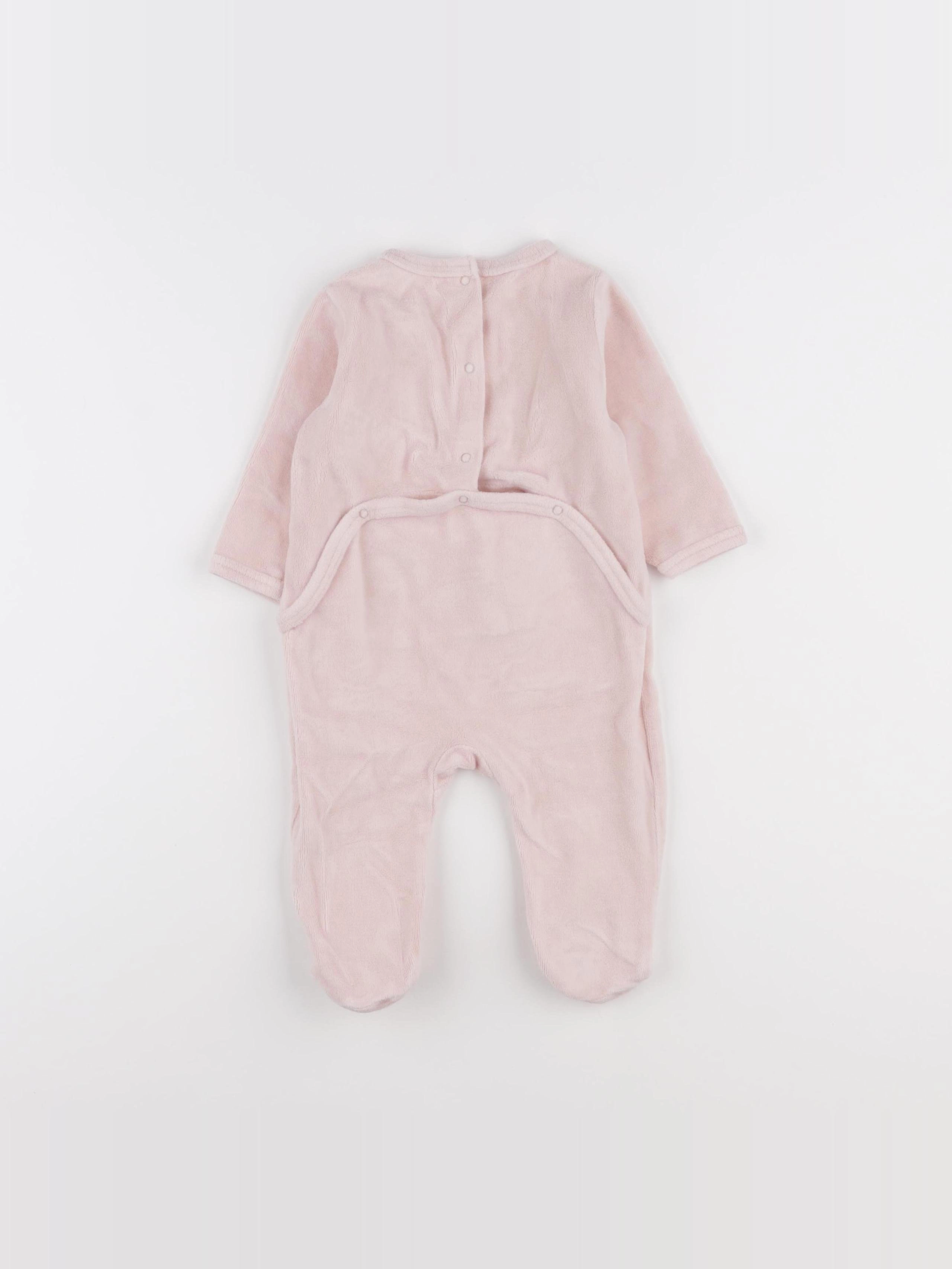 Vertbaudet - pyjama velours rose - 6 mois