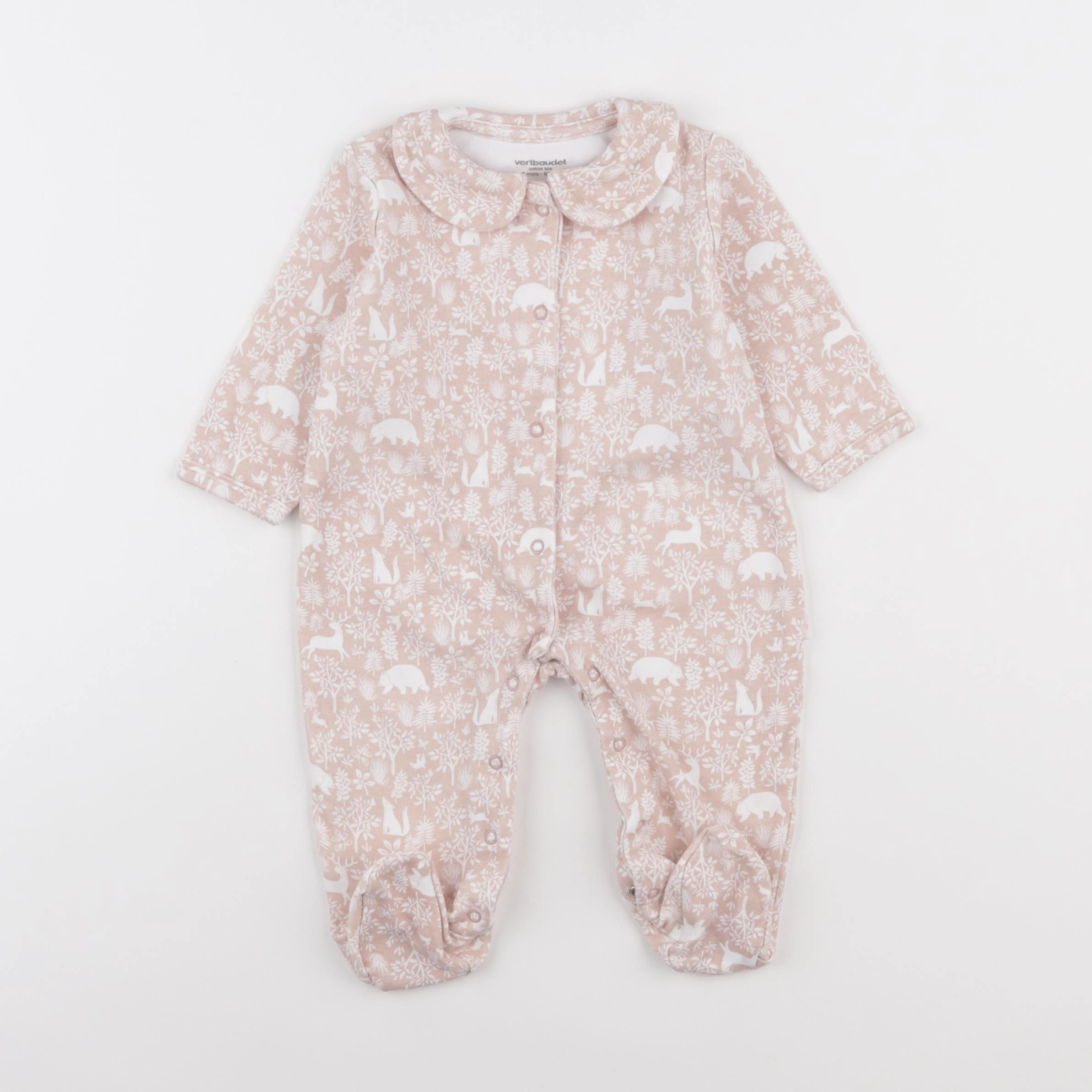 Vertbaudet - pyjama coton rose, blanc - 6 mois