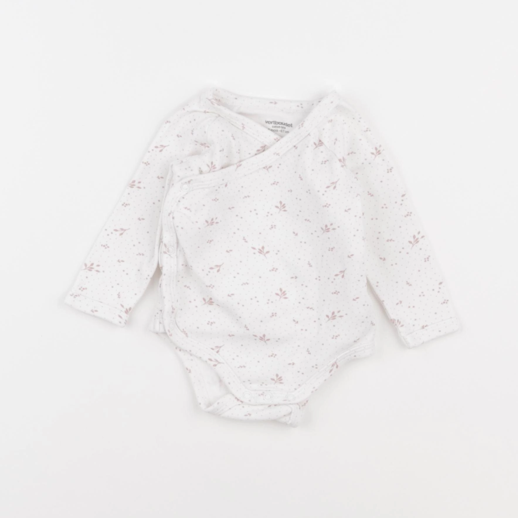 Vertbaudet - body blanc, rose - 6 mois