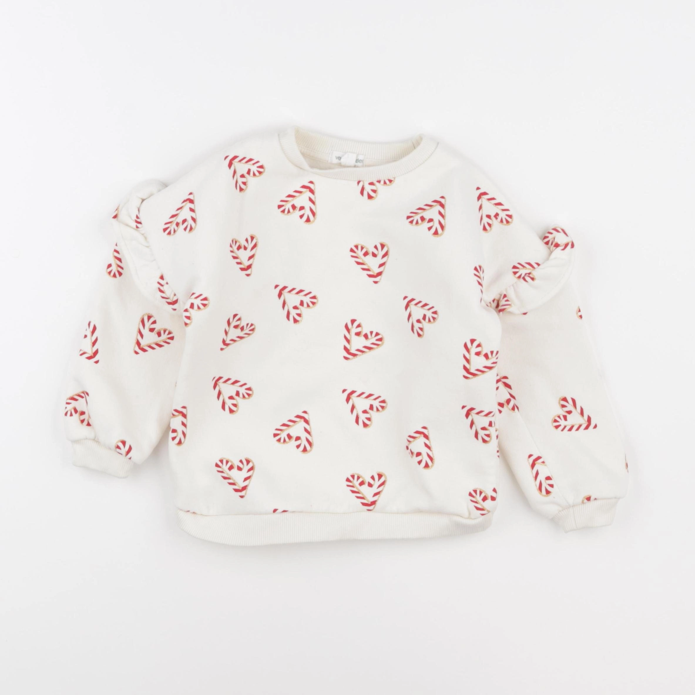 Vertbaudet - sweat beige, rouge - 3 ans