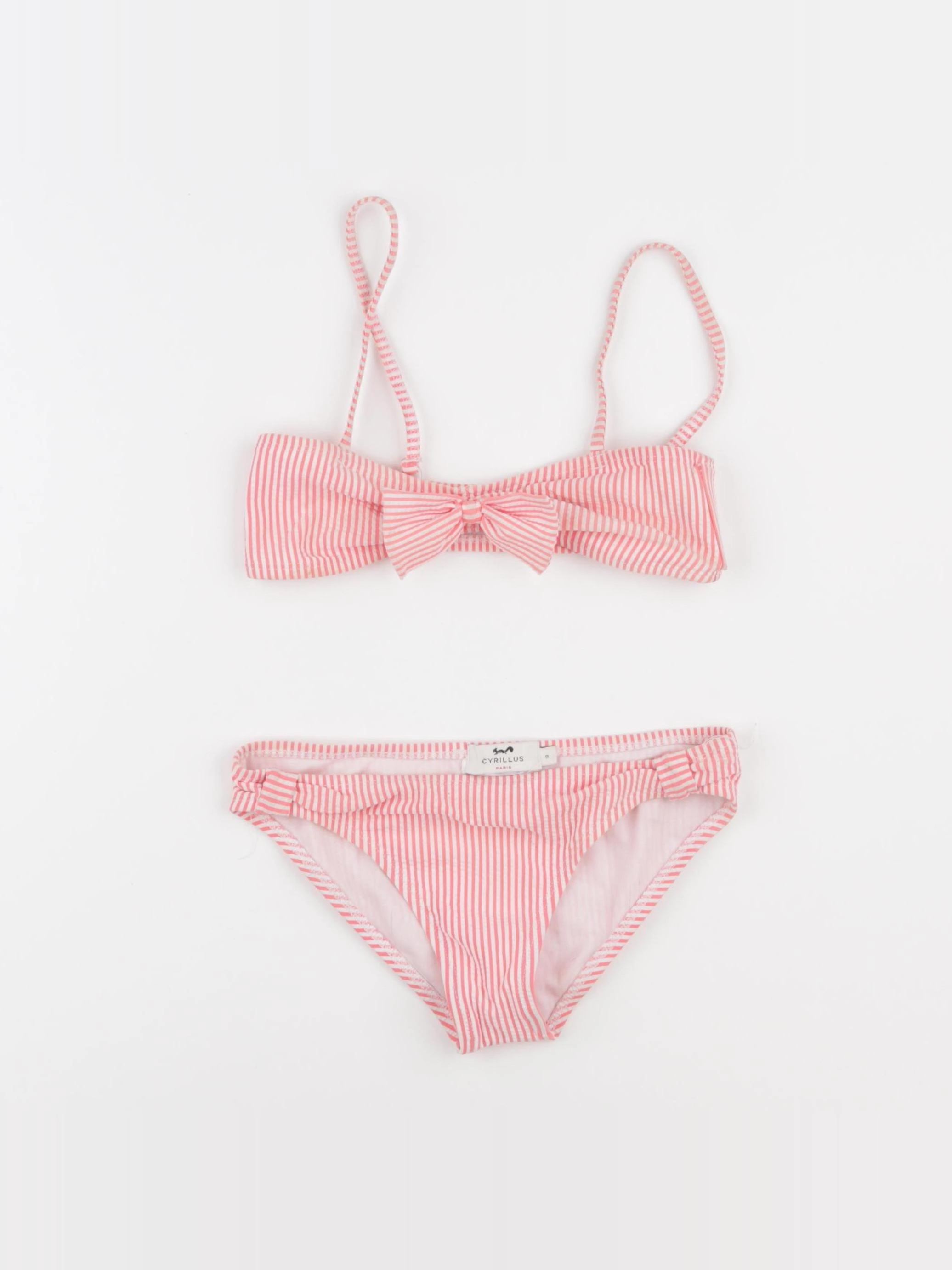 Cyrillus - maillot de bain blanc, orange - 8 ans