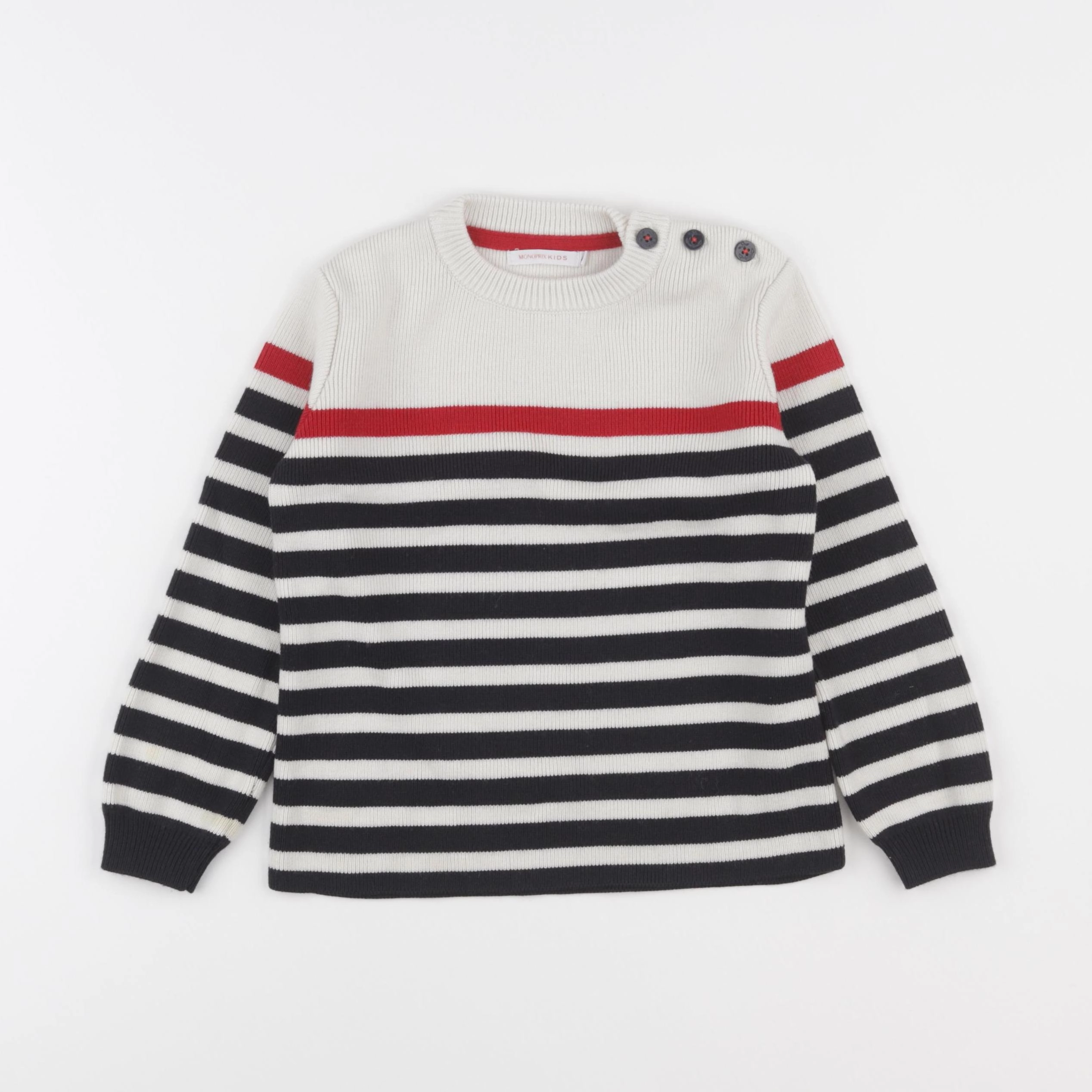 Monoprix - pull beige, bleu - 4 ans