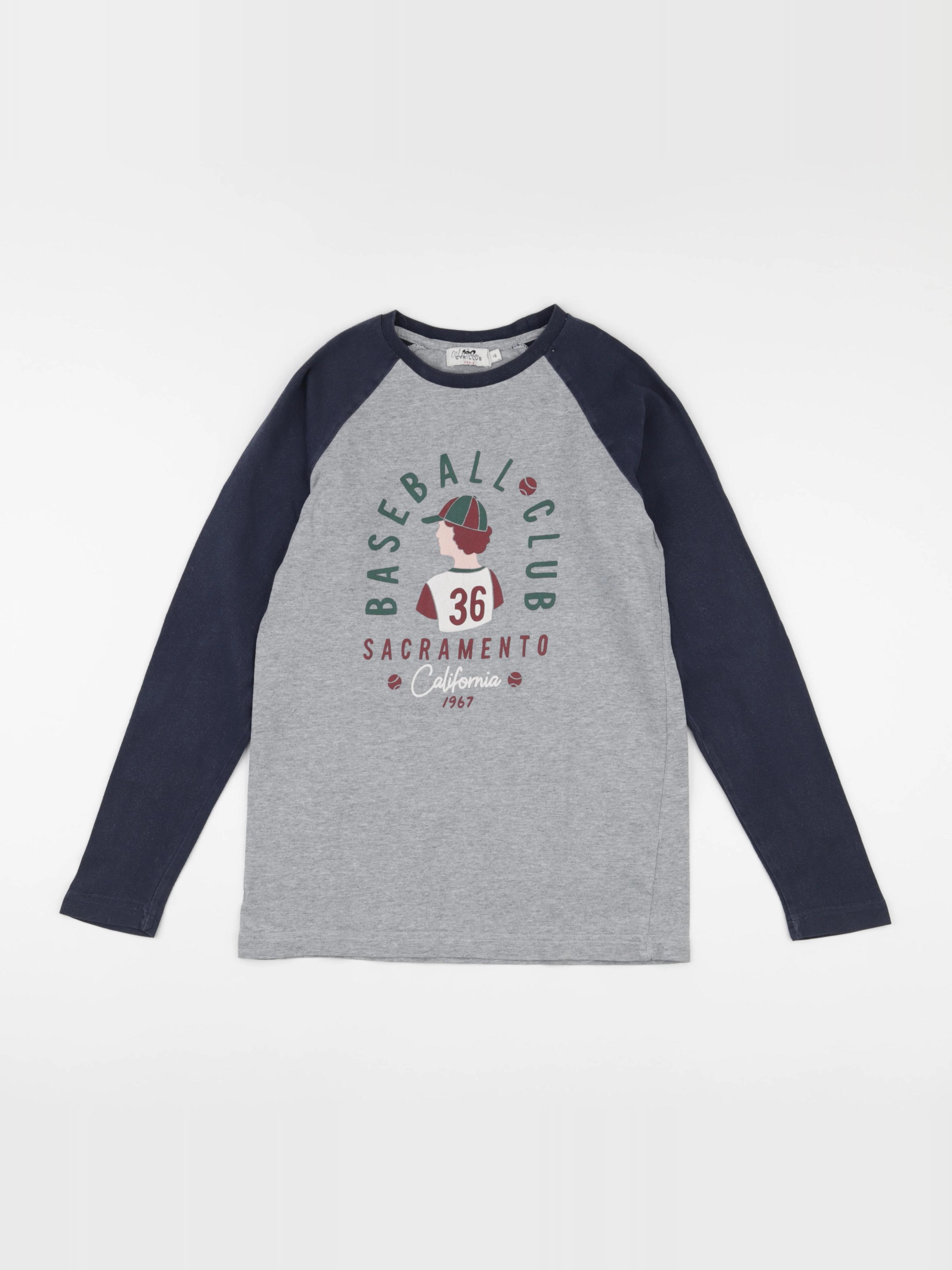 Cyrillus - tee-shirt bleu, gris - 12 ans