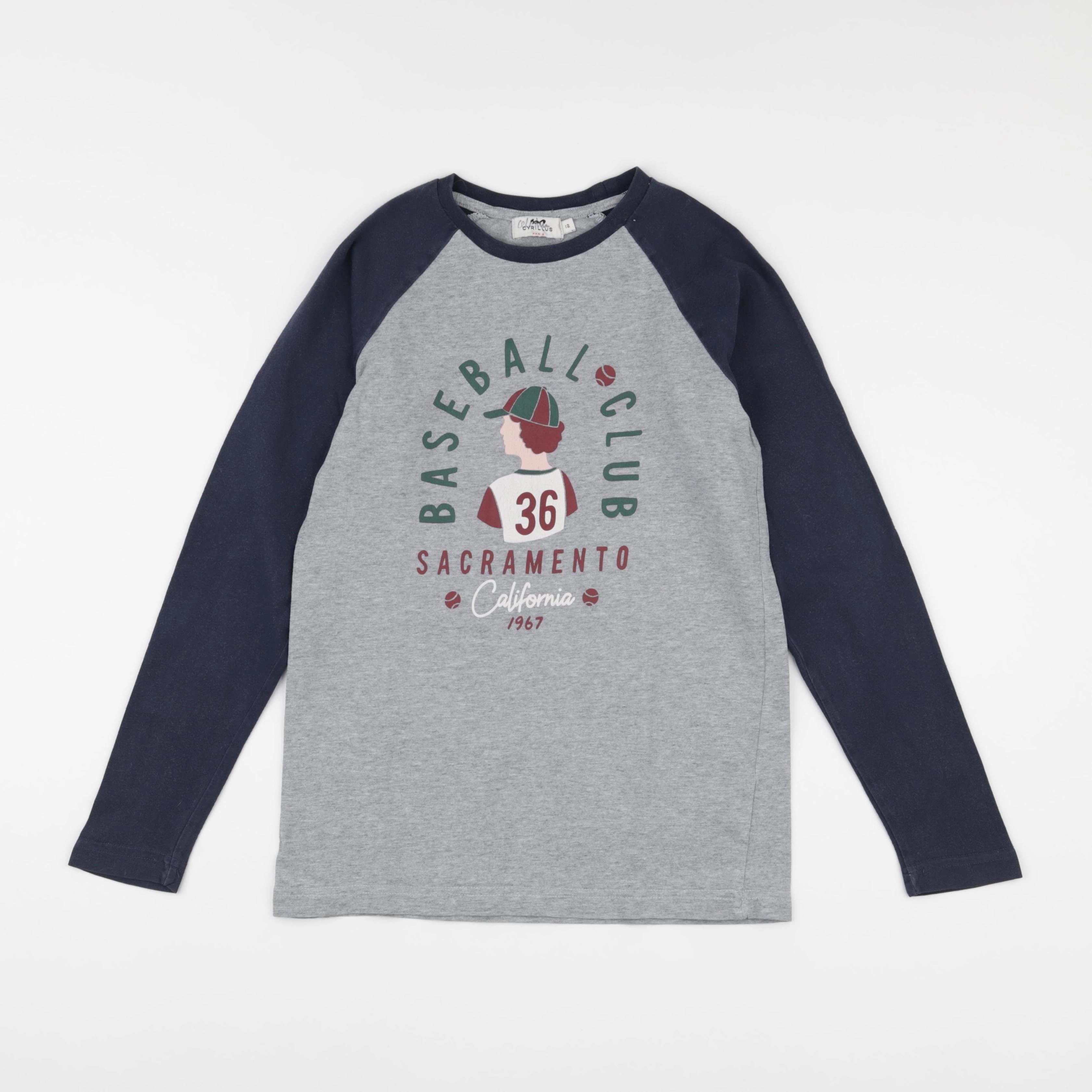 Cyrillus - tee-shirt bleu, gris - 12 ans