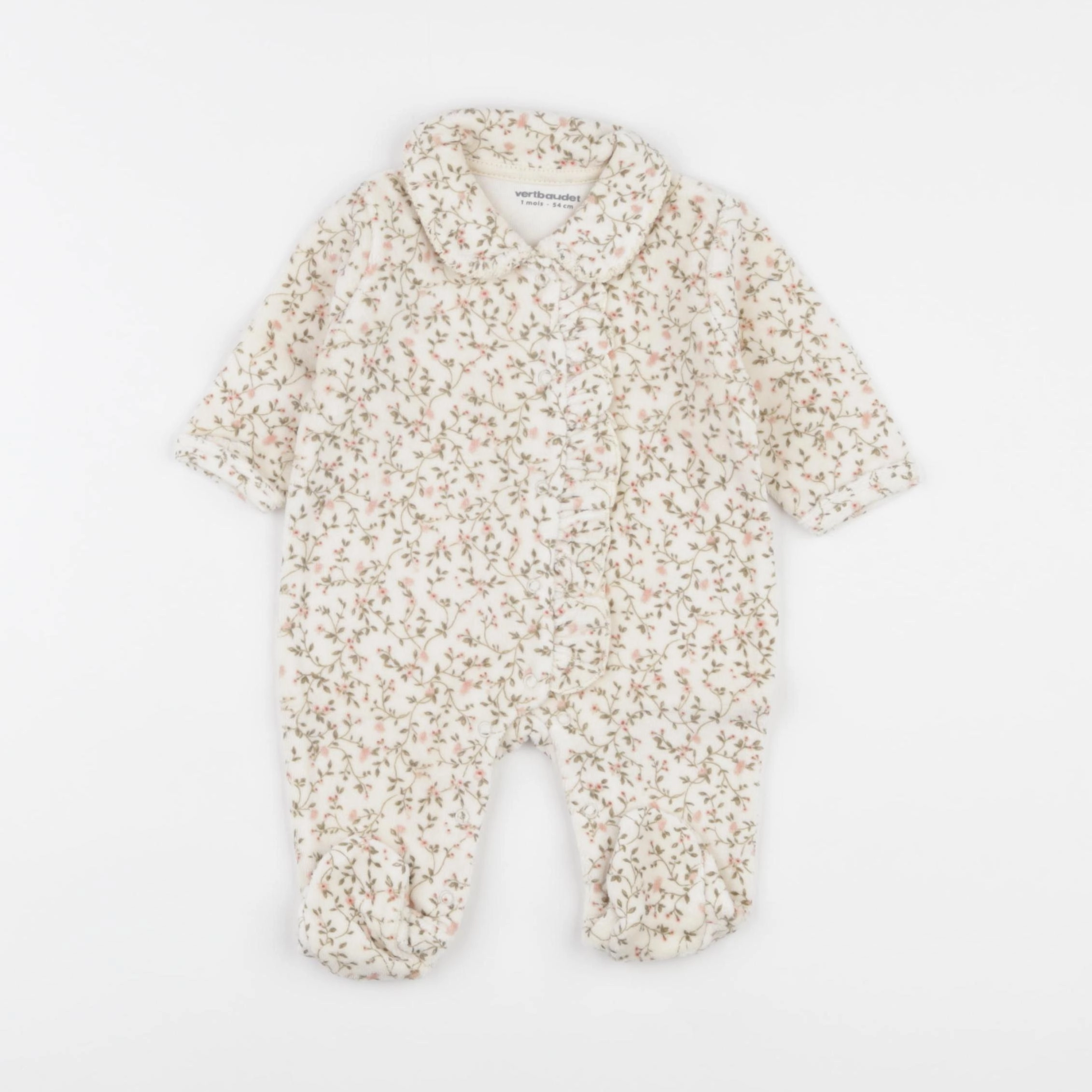 Vertbaudet - pyjama velours beige - 1 mois