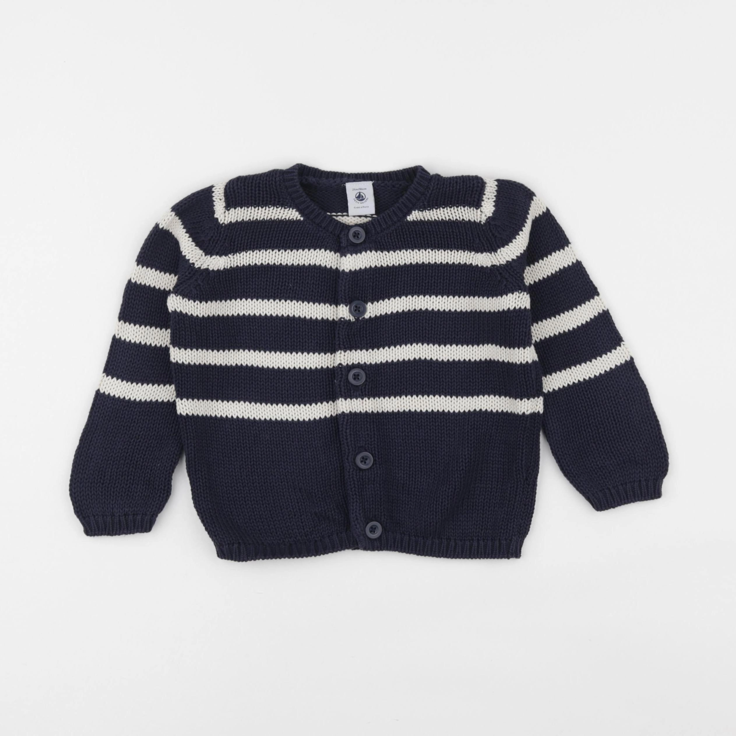 Petit Bateau - gilet bleu - 24 mois