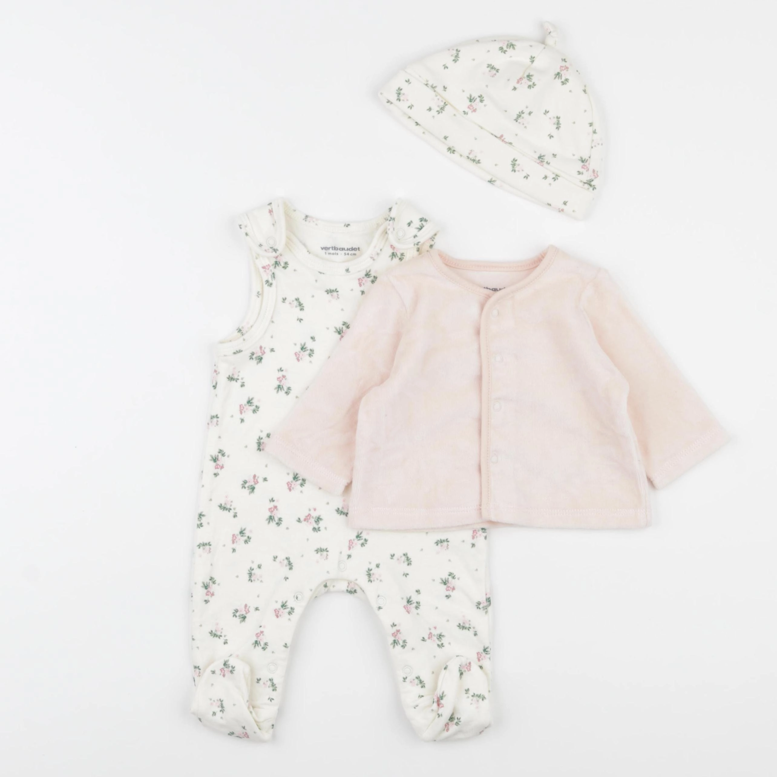 Vertbaudet - ensemble rose - 1 mois