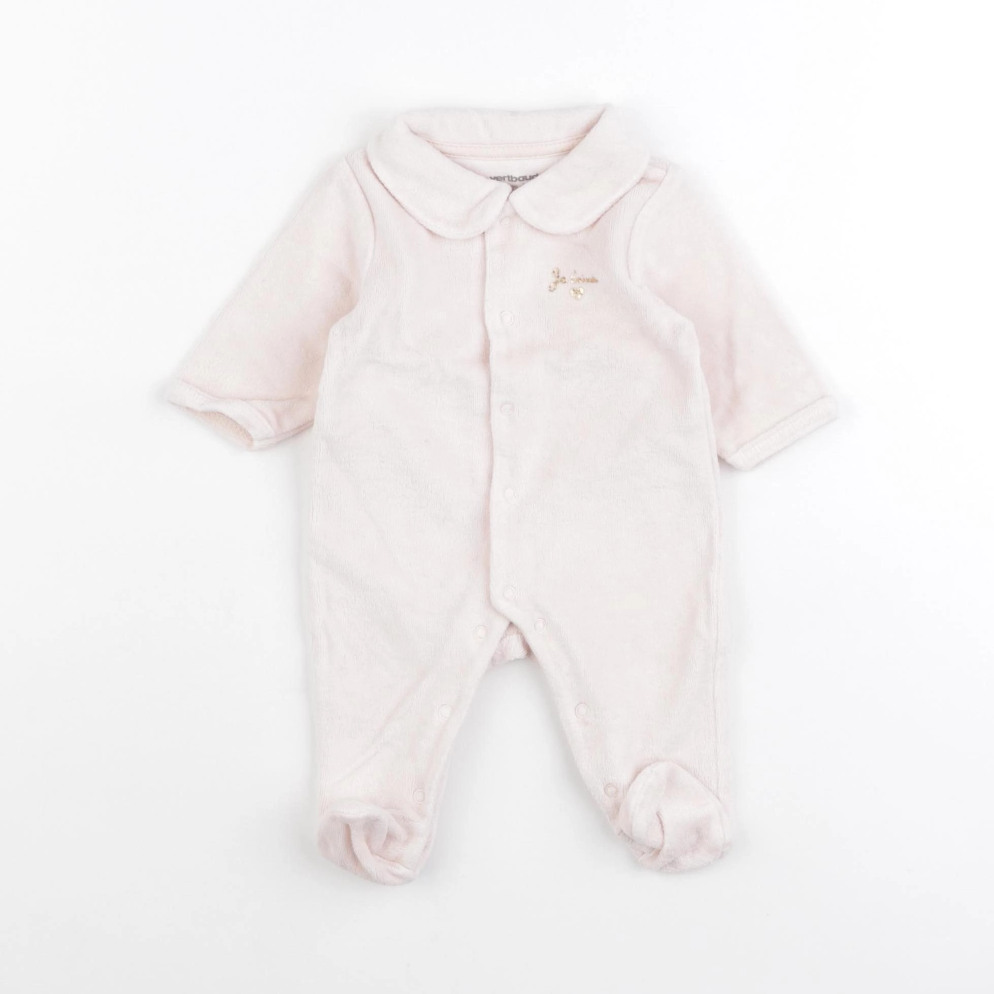 Vertbaudet - pyjama velours rose - 1 mois