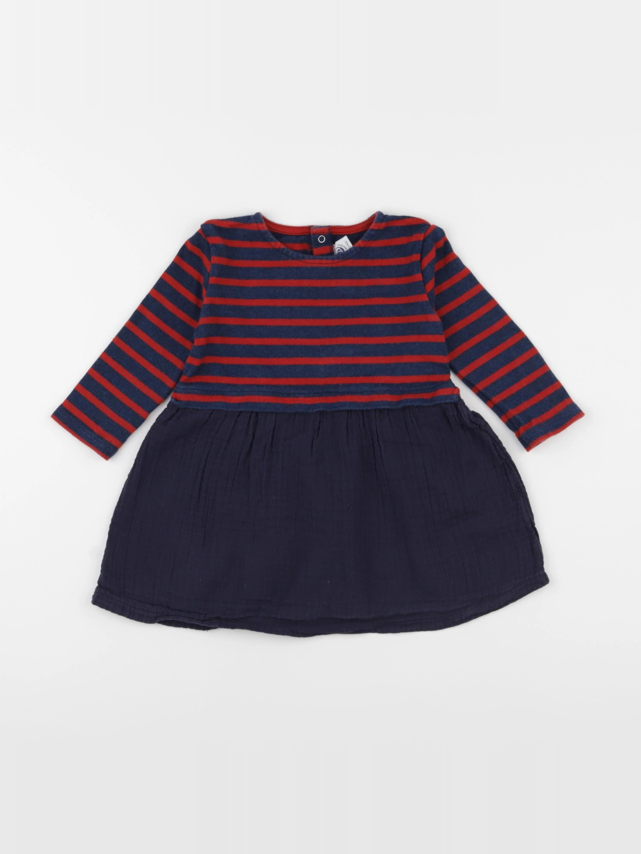 Petit Bateau - robe bleu, rouge - 24 mois