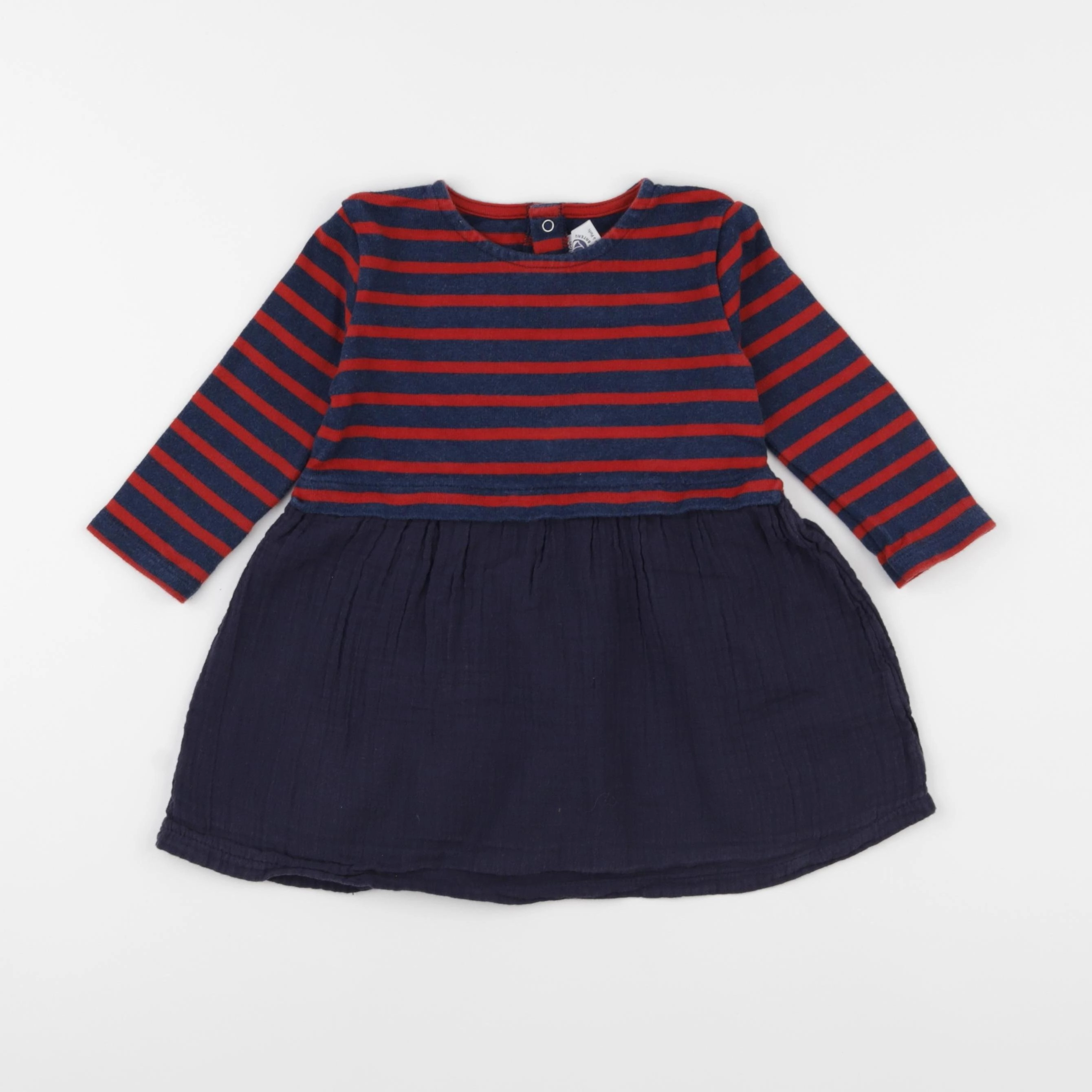 Petit Bateau - robe bleu, rouge - 24 mois