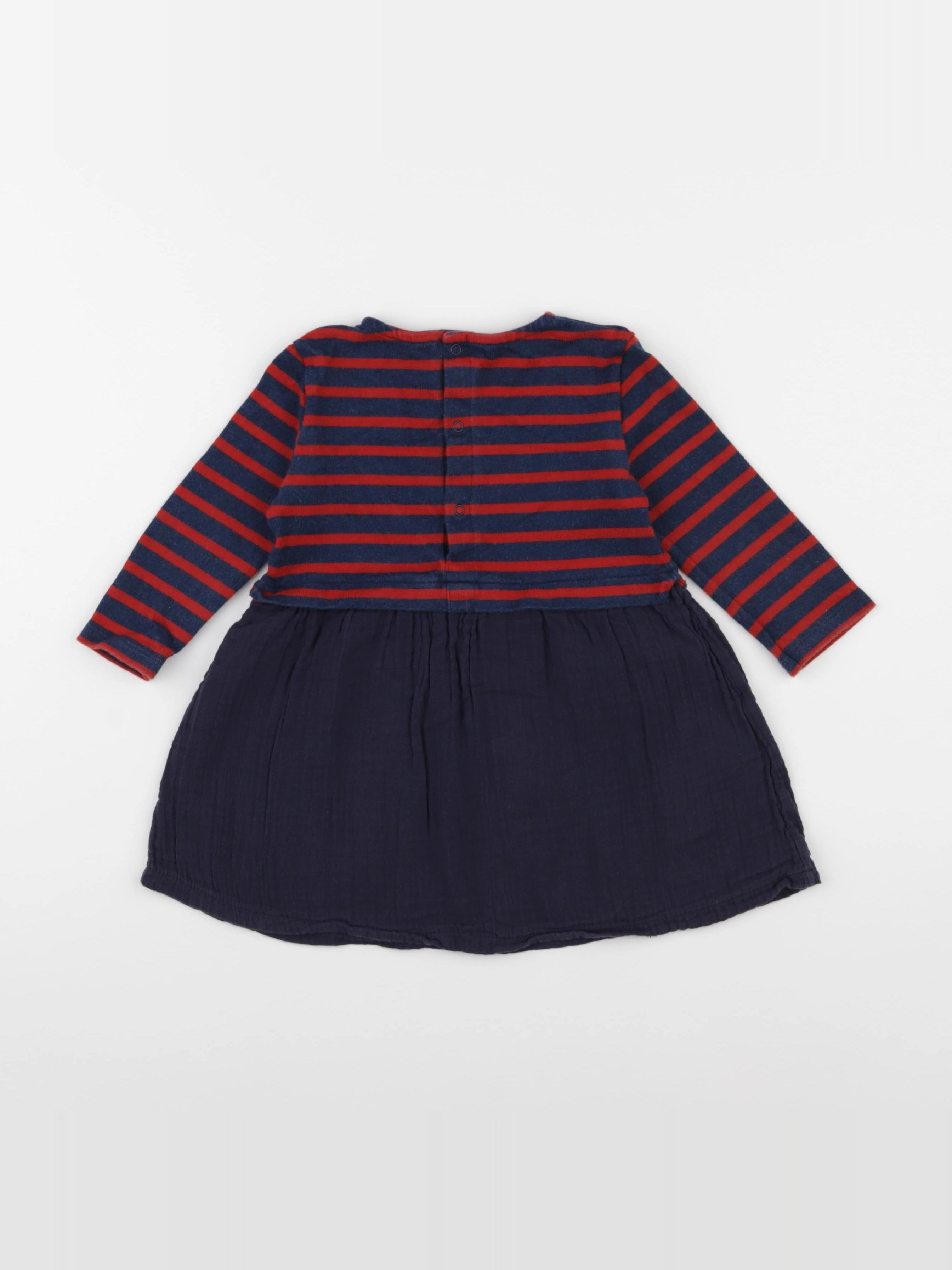 Petit Bateau - robe bleu, rouge - 24 mois