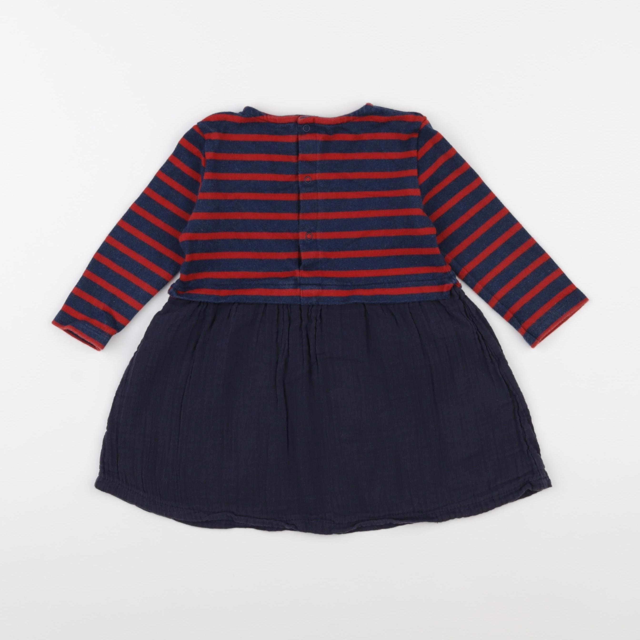 Petit Bateau - robe bleu, rouge - 24 mois