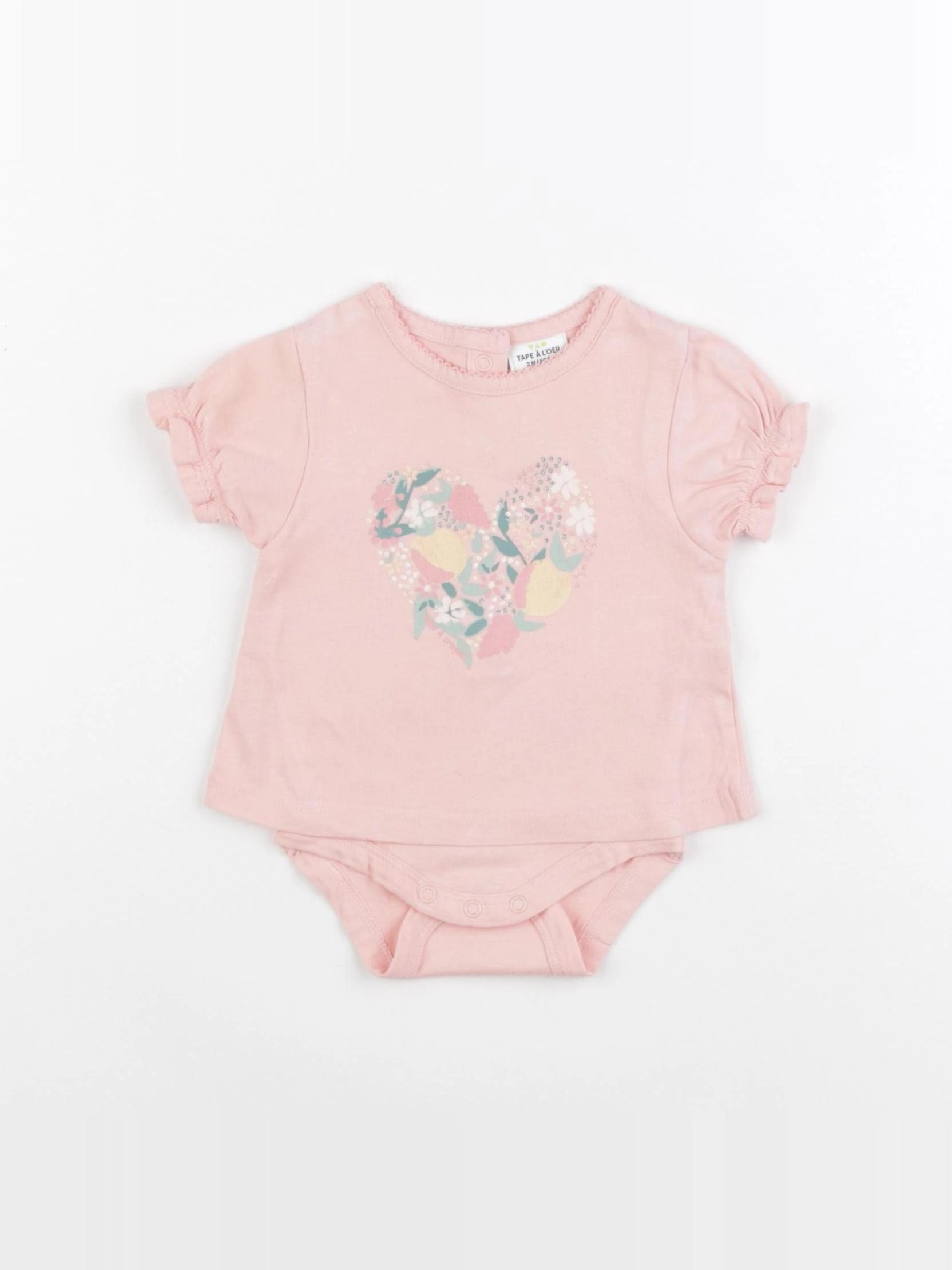 Tape à l'oeil - body tee-shirt rose - 3 mois