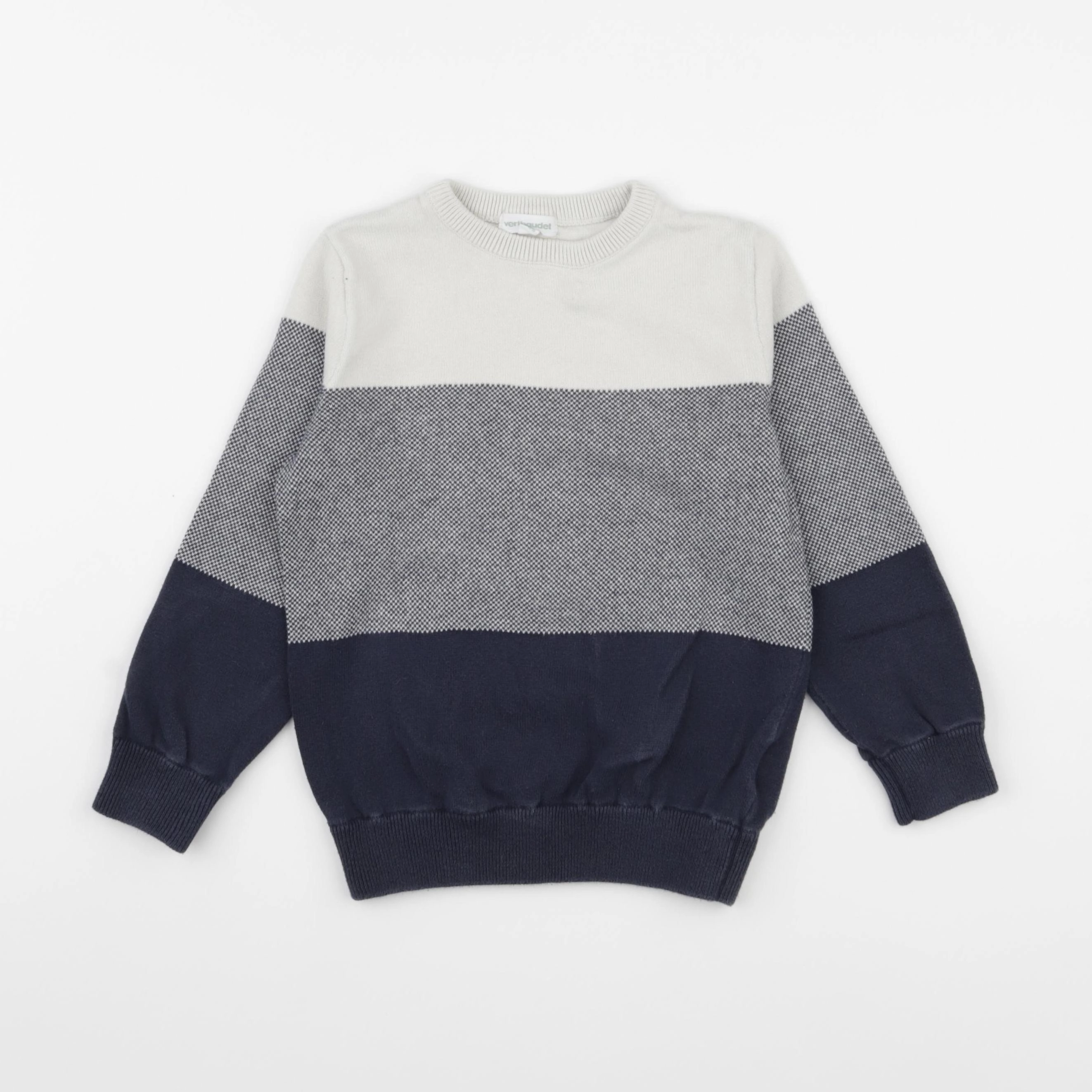 Vertbaudet - pull bleu, beige - 5 ans