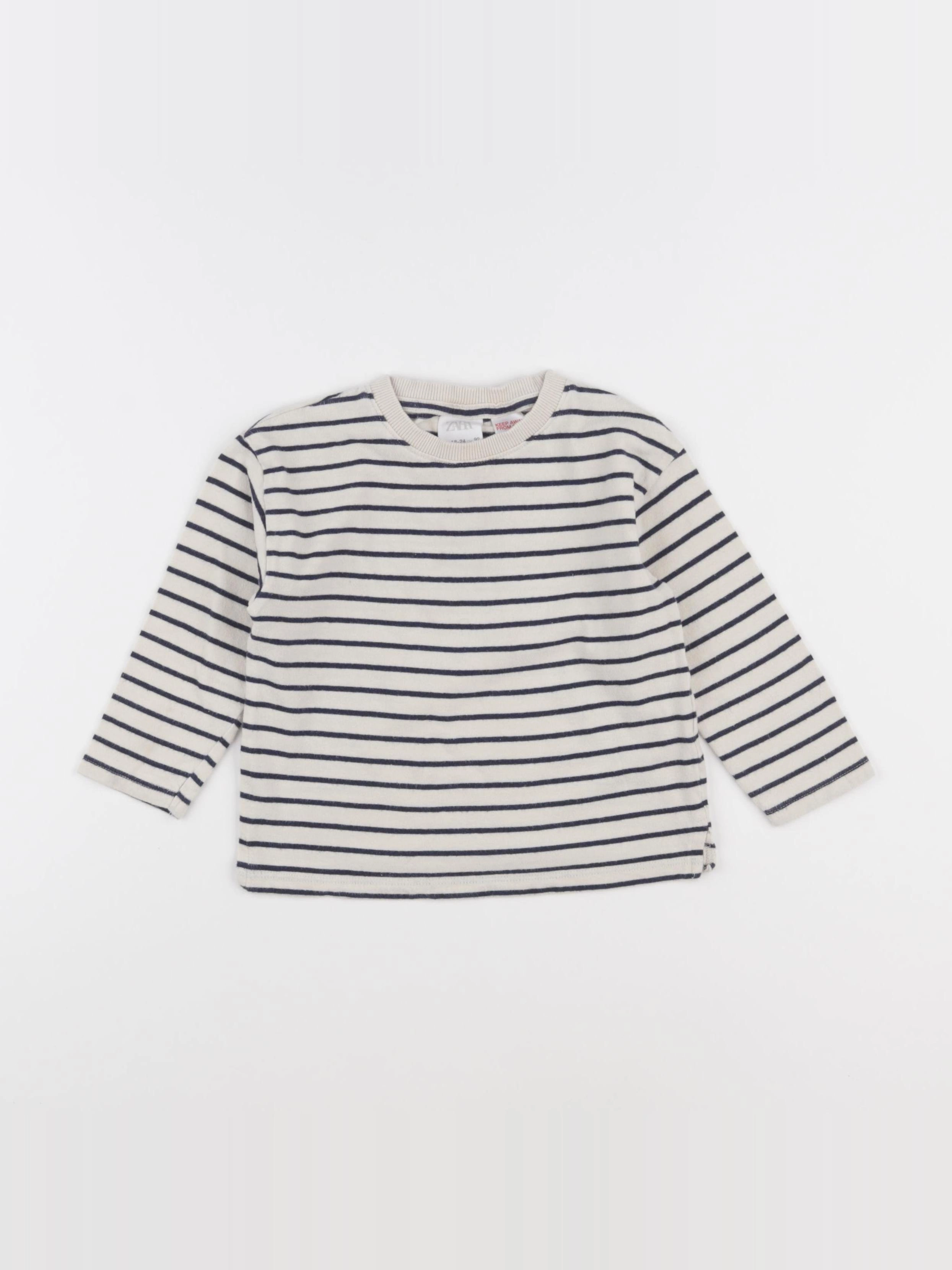 Zara - tee-shirt beige, bleu - 18/24 mois