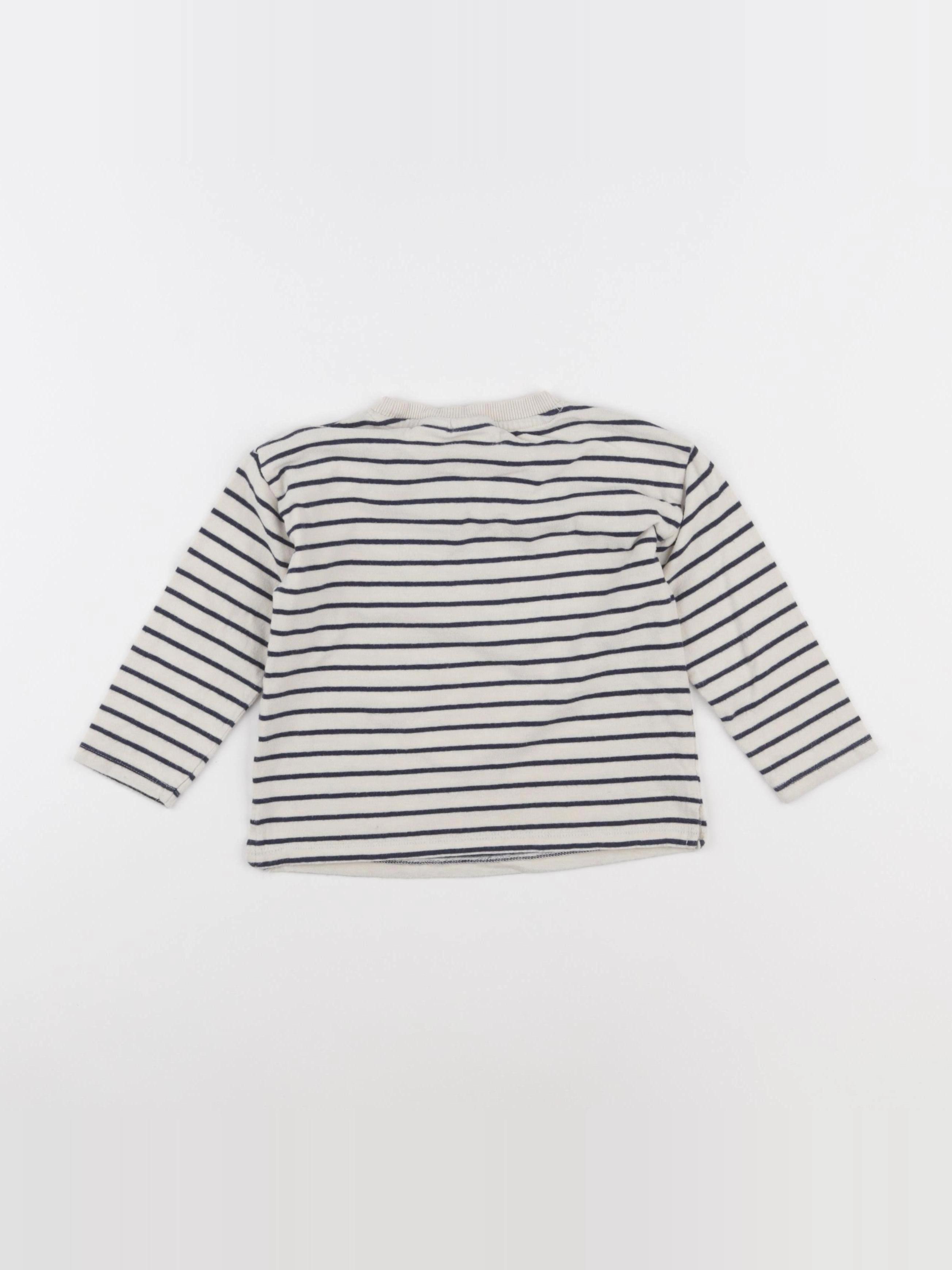 Zara - tee-shirt beige, bleu - 18/24 mois