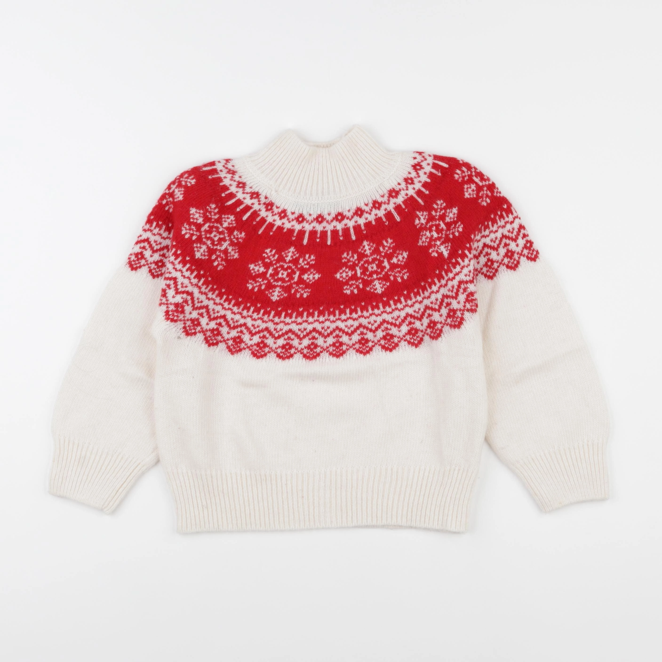 Monoprix - pull blanc, rouge - 5 ans