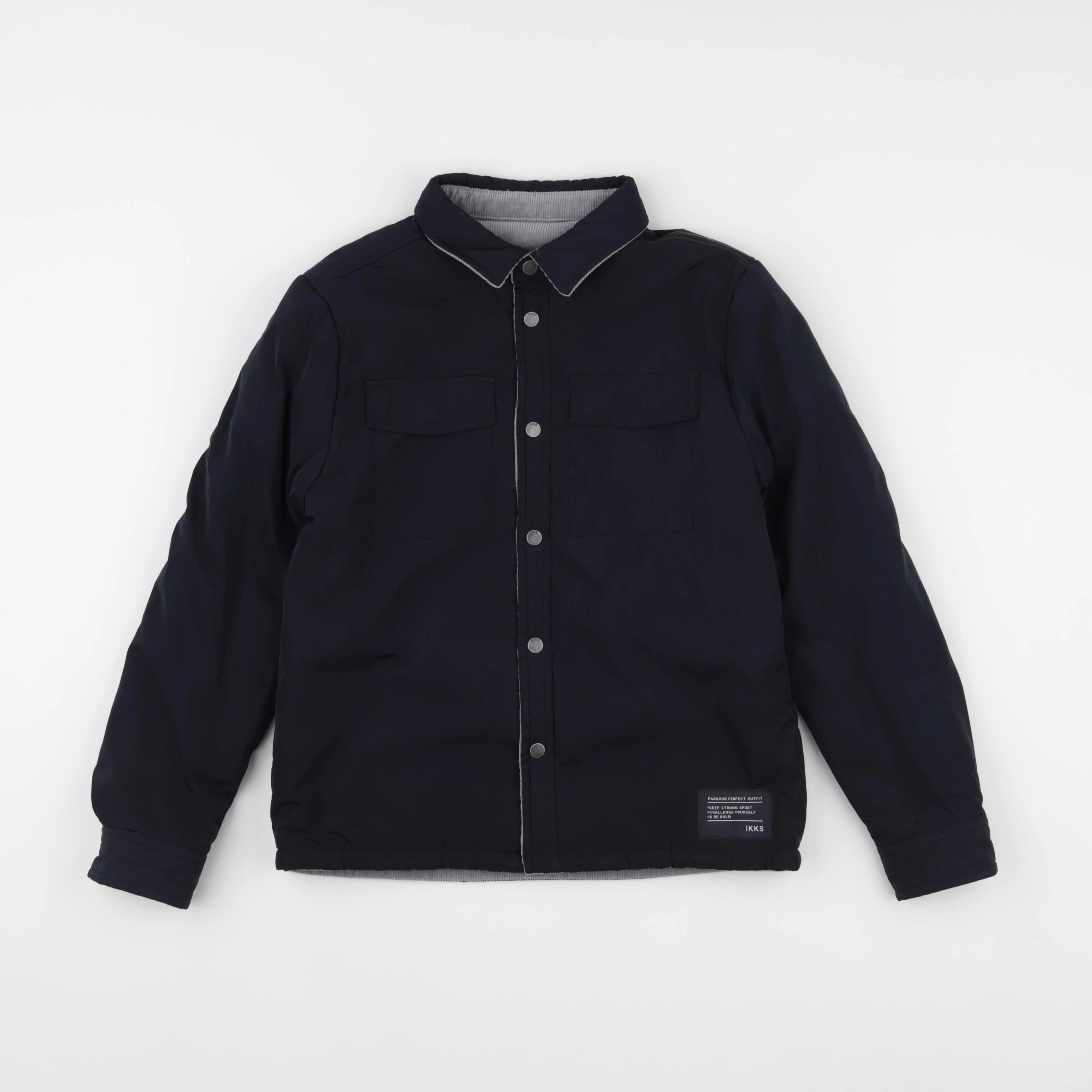 IKKS - veste réversible bleu, gris - 10 ans