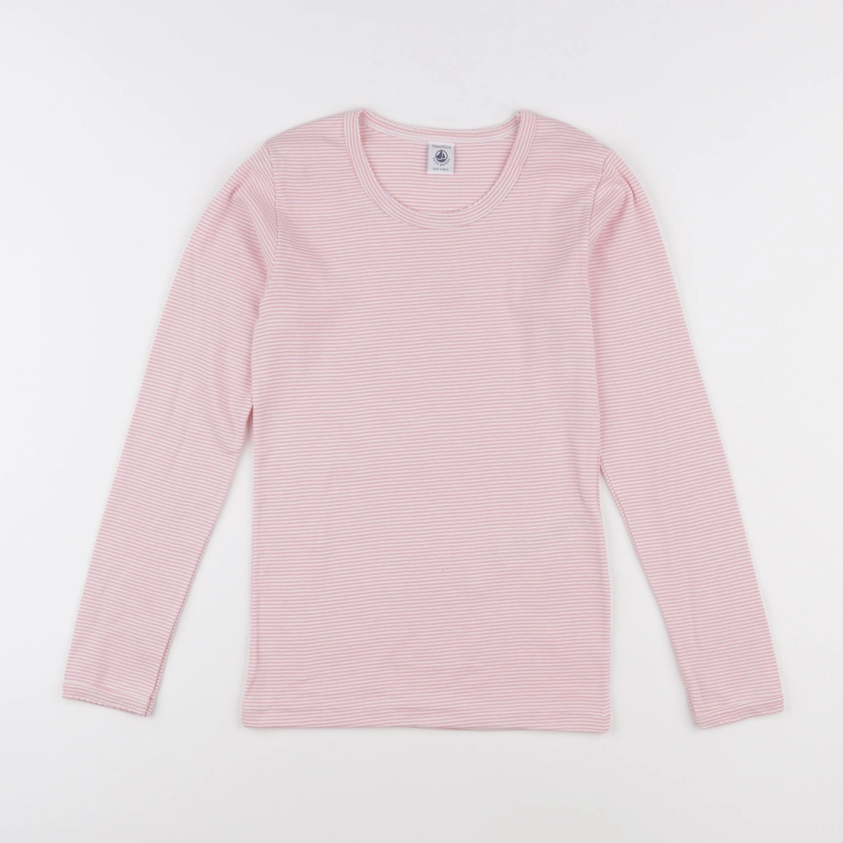 Petit Bateau - maillot de corps blanc, rose - 12 ans