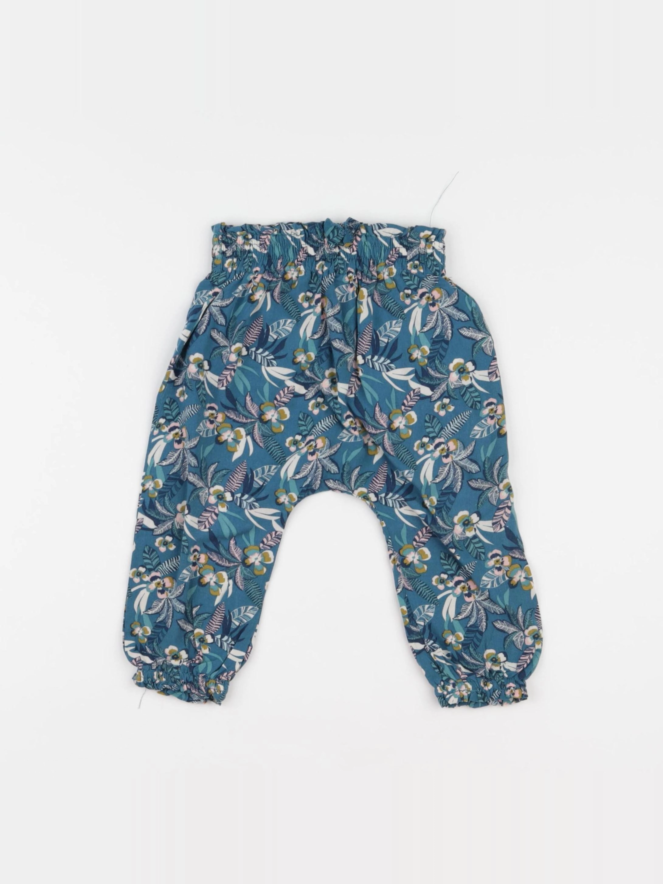 Vertbaudet - pantalon vert, rose - 12 mois