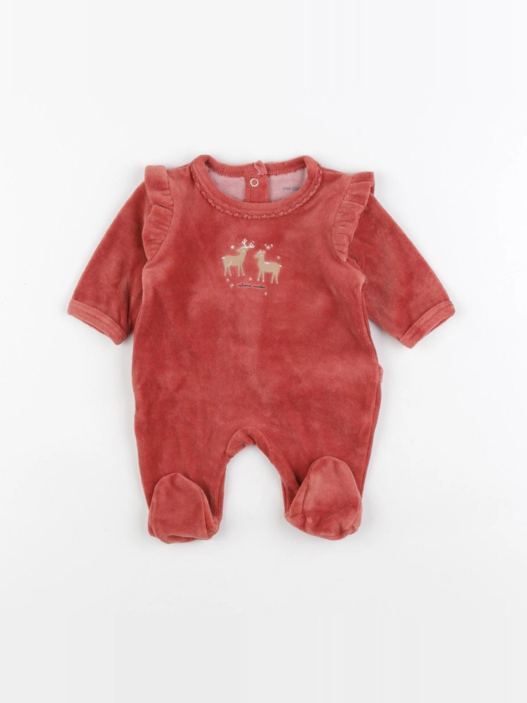 Vertbaudet - pyjama velours rose - 0 mois