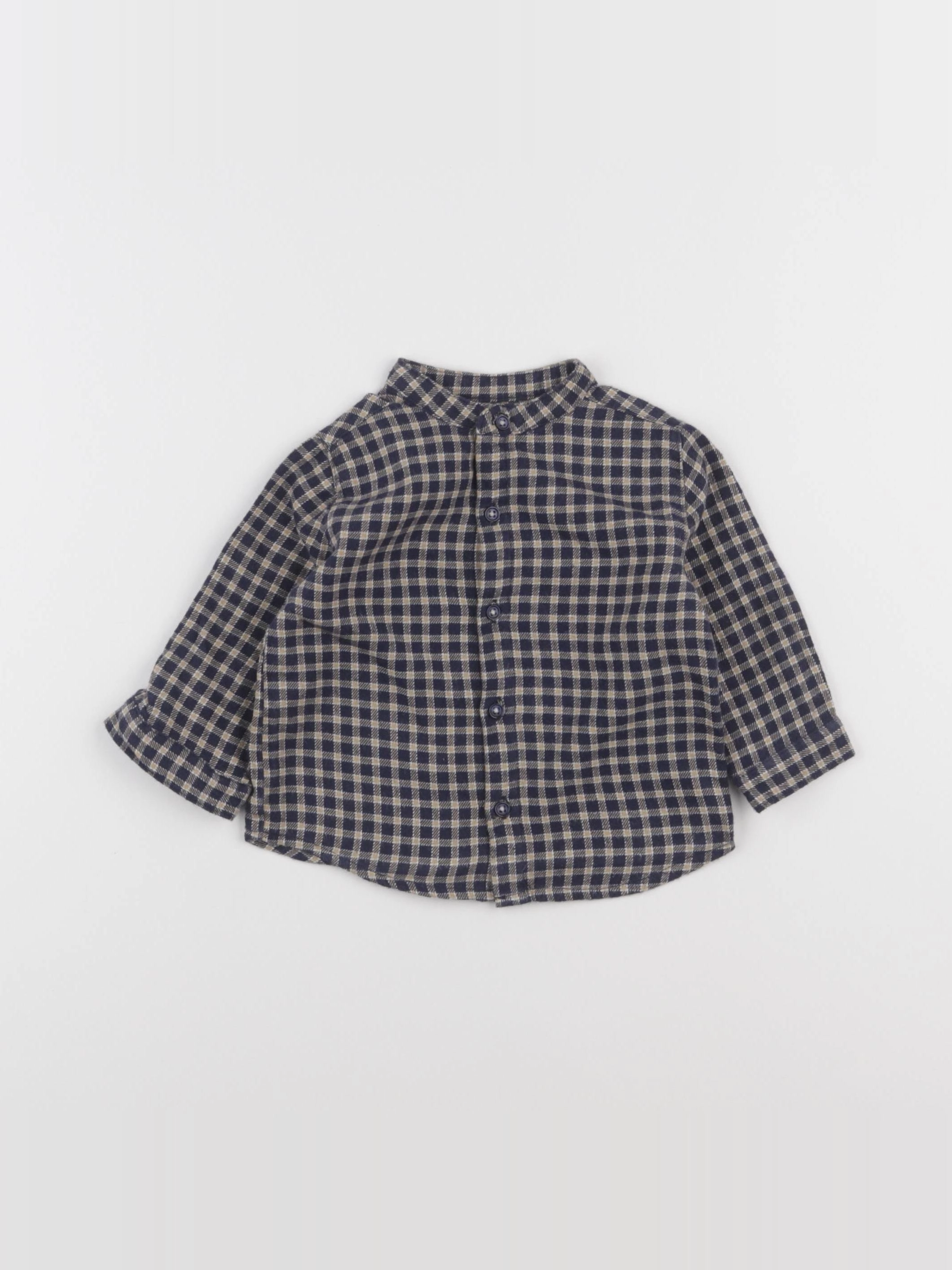 Boutchou - chemise bleu, marron - 6 mois