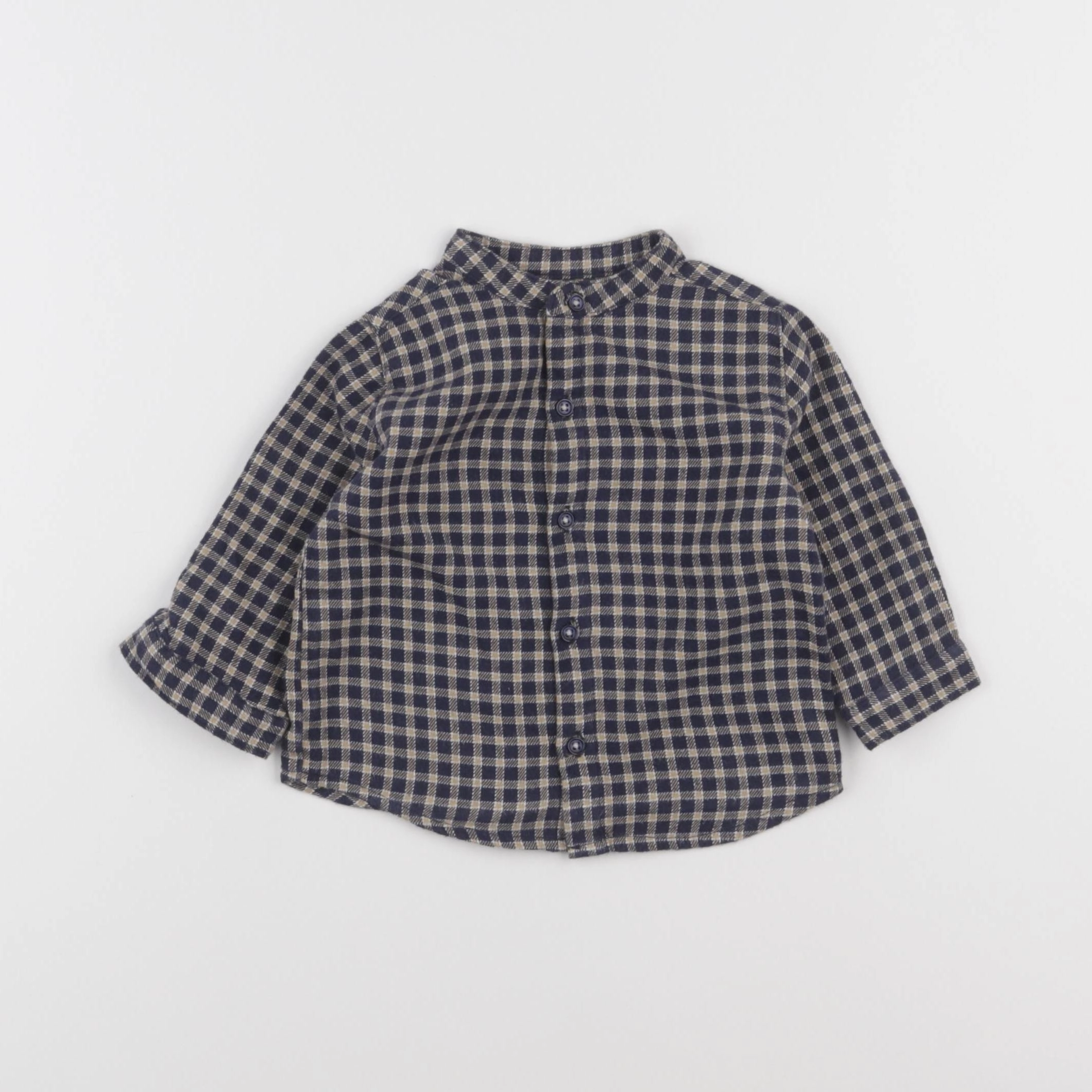 Boutchou - chemise bleu, marron - 6 mois