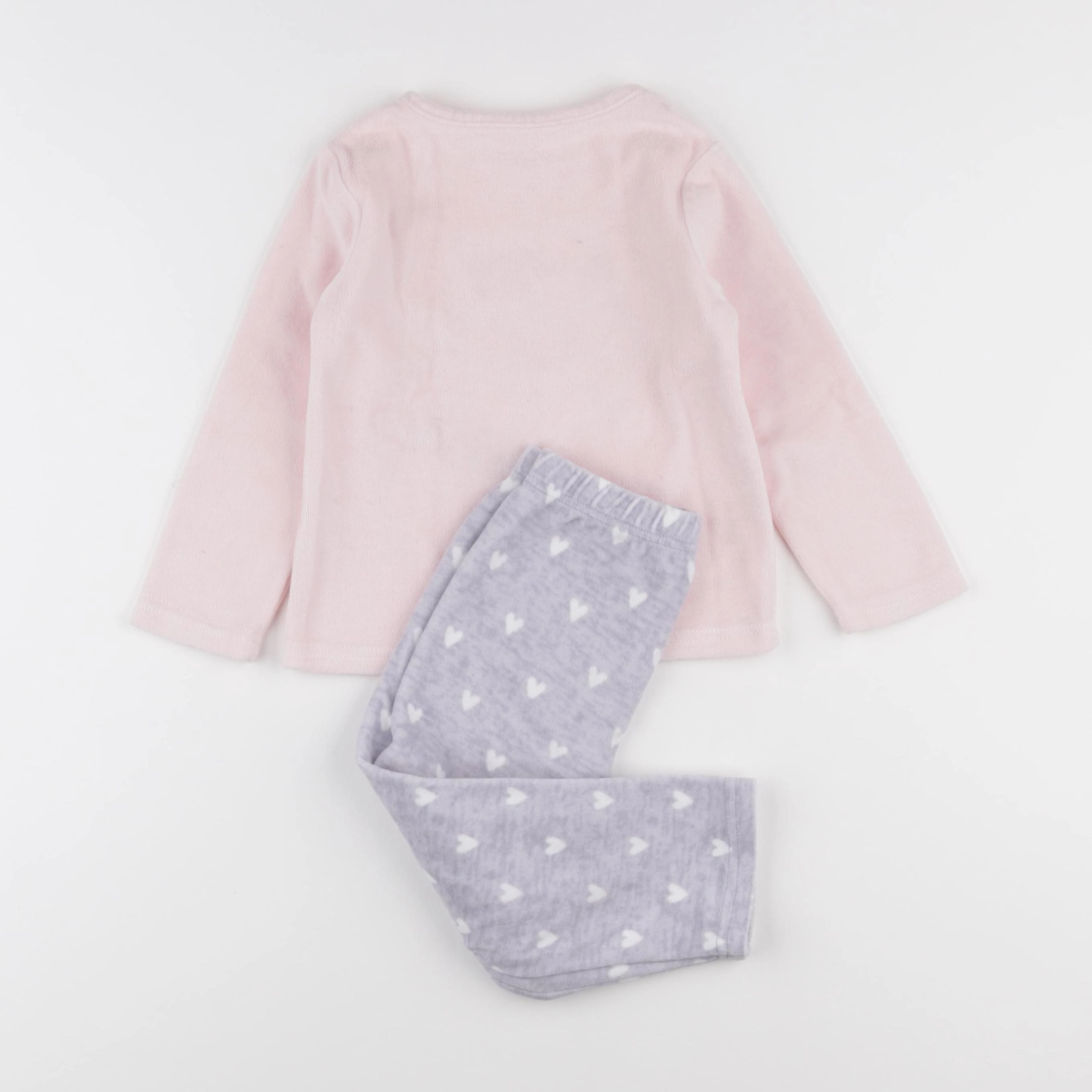 Vertbaudet - pyjama velours gris, rose - 3 ans