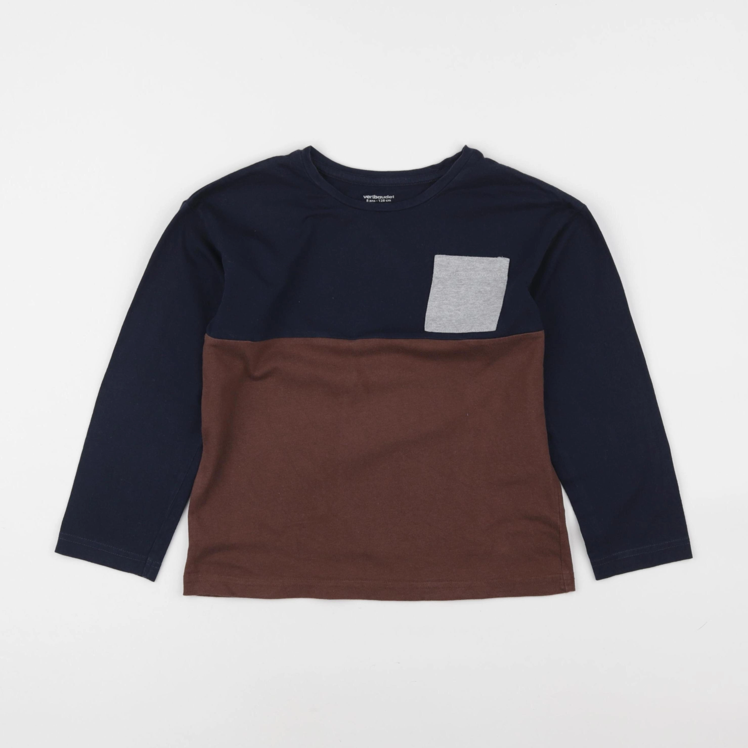 Vertbaudet - tee-shirt bleu, marron - 8 ans