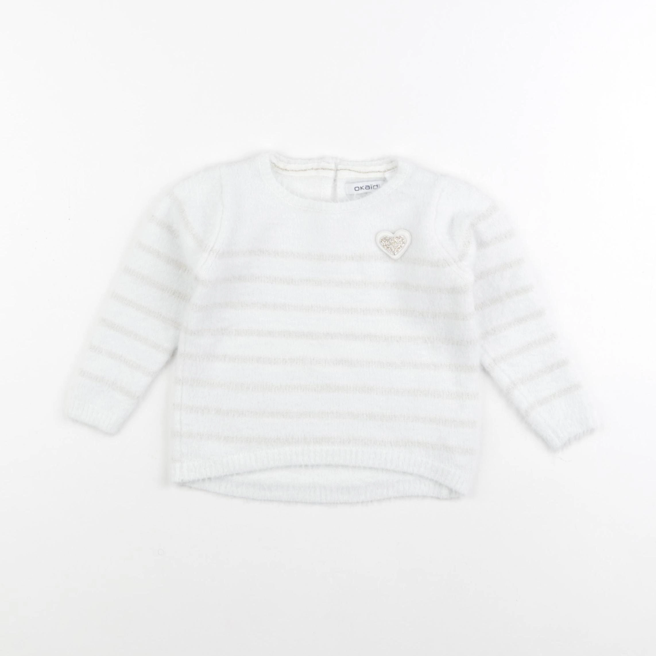 Okaidi - pull blanc, or - 2 ans