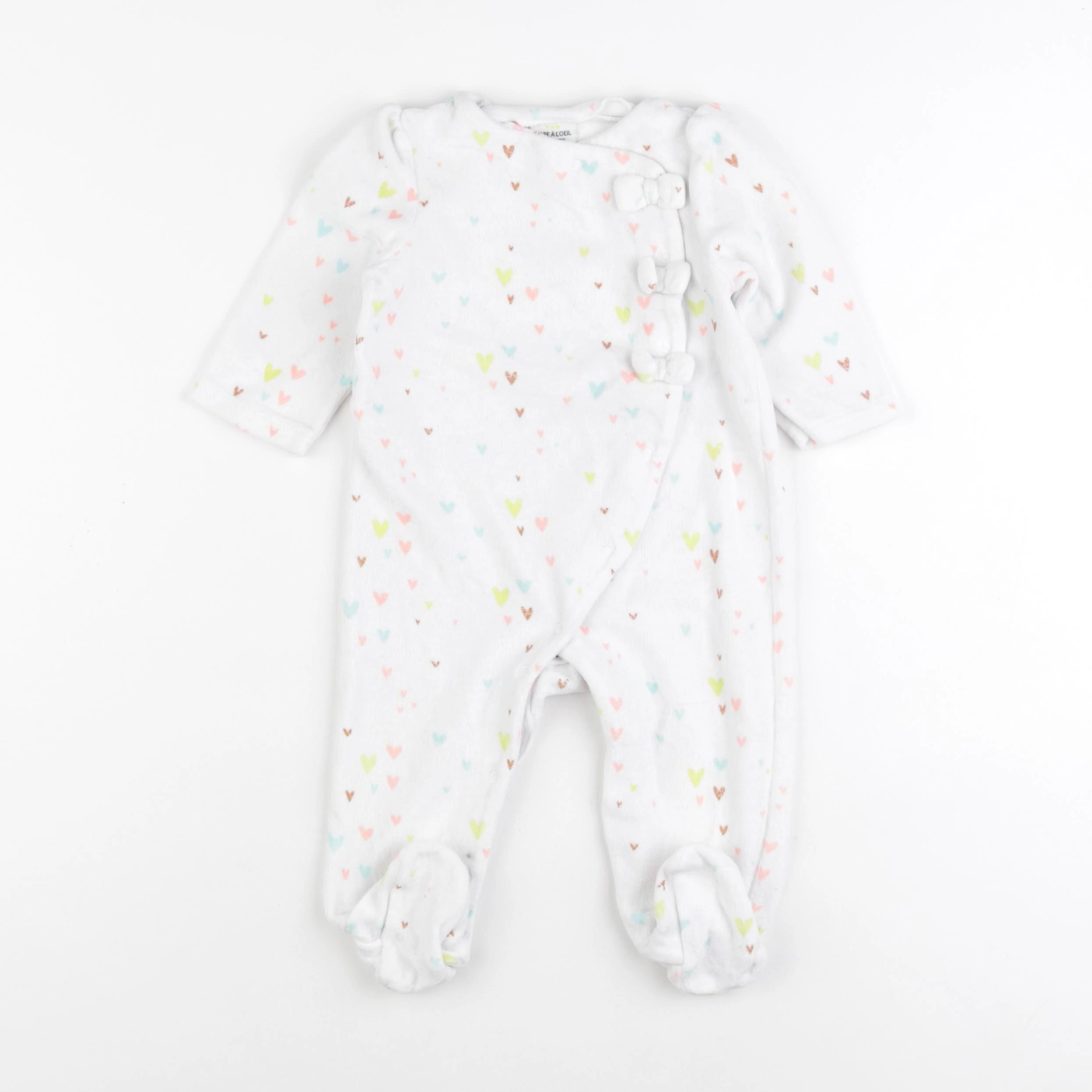 Tape à l'oeil - pyjama velours blanc - 9 mois