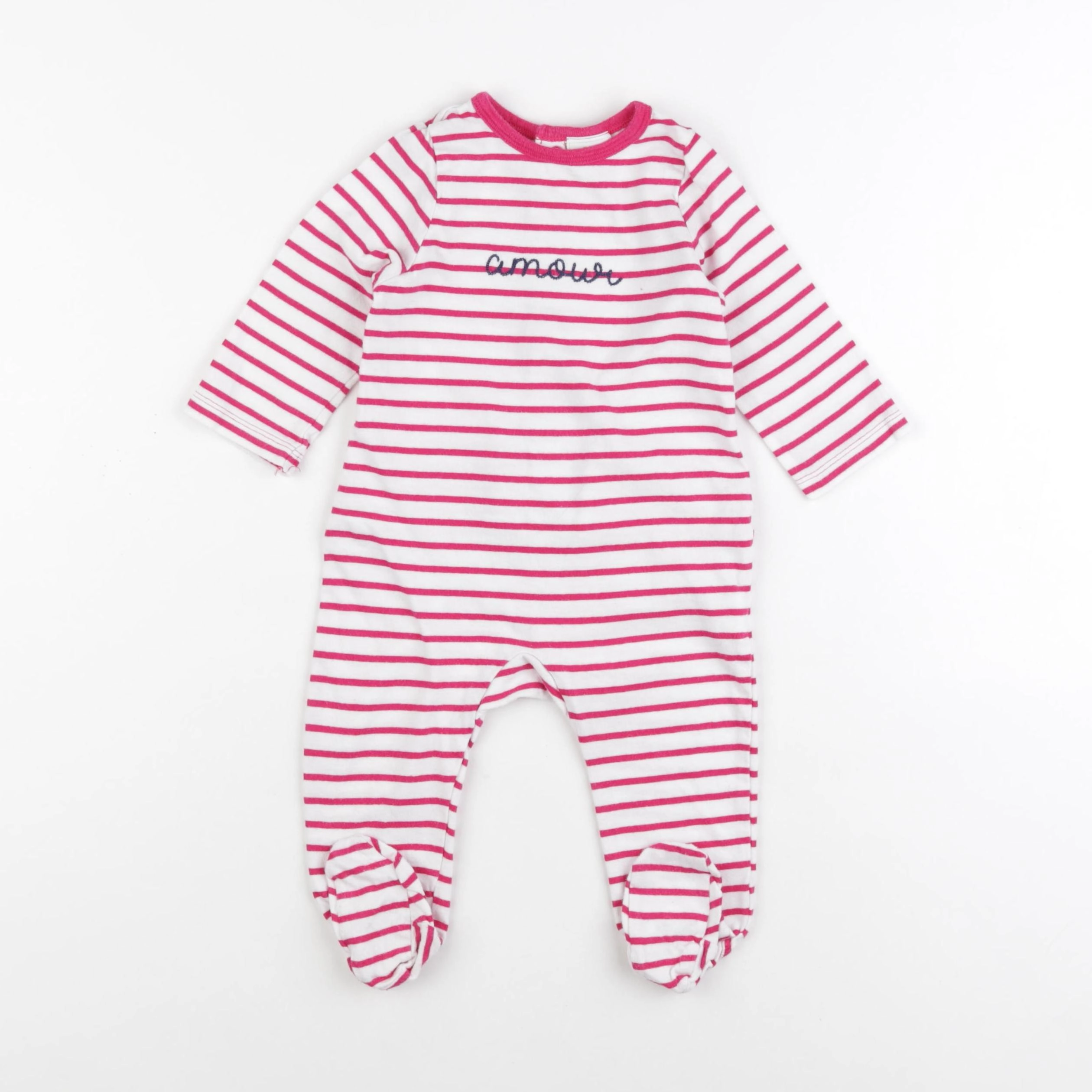 Tape à l'oeil - pyjama coton blanc, rose - 9 mois