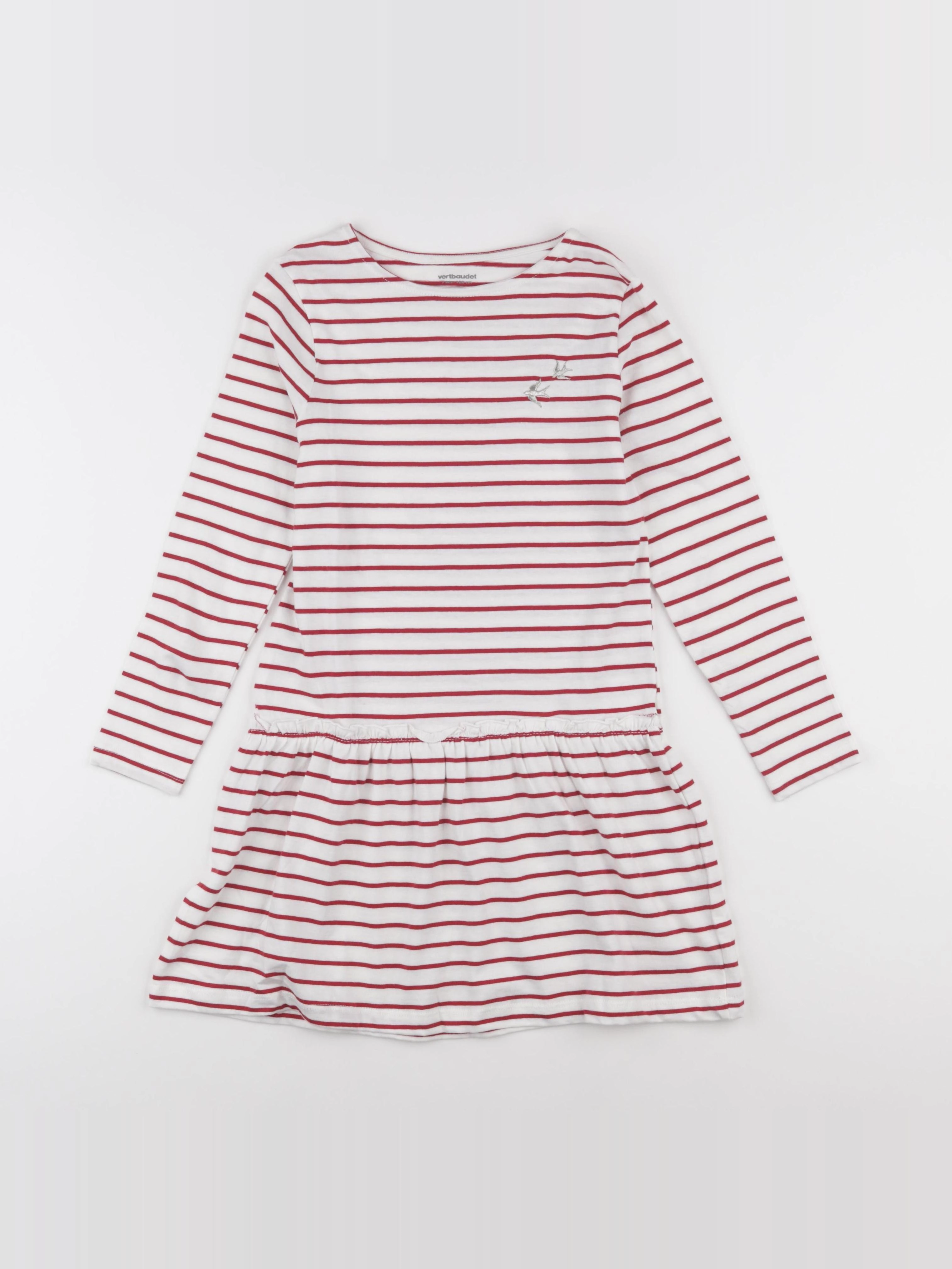 Vertbaudet - robe blanc, rouge - 7 ans