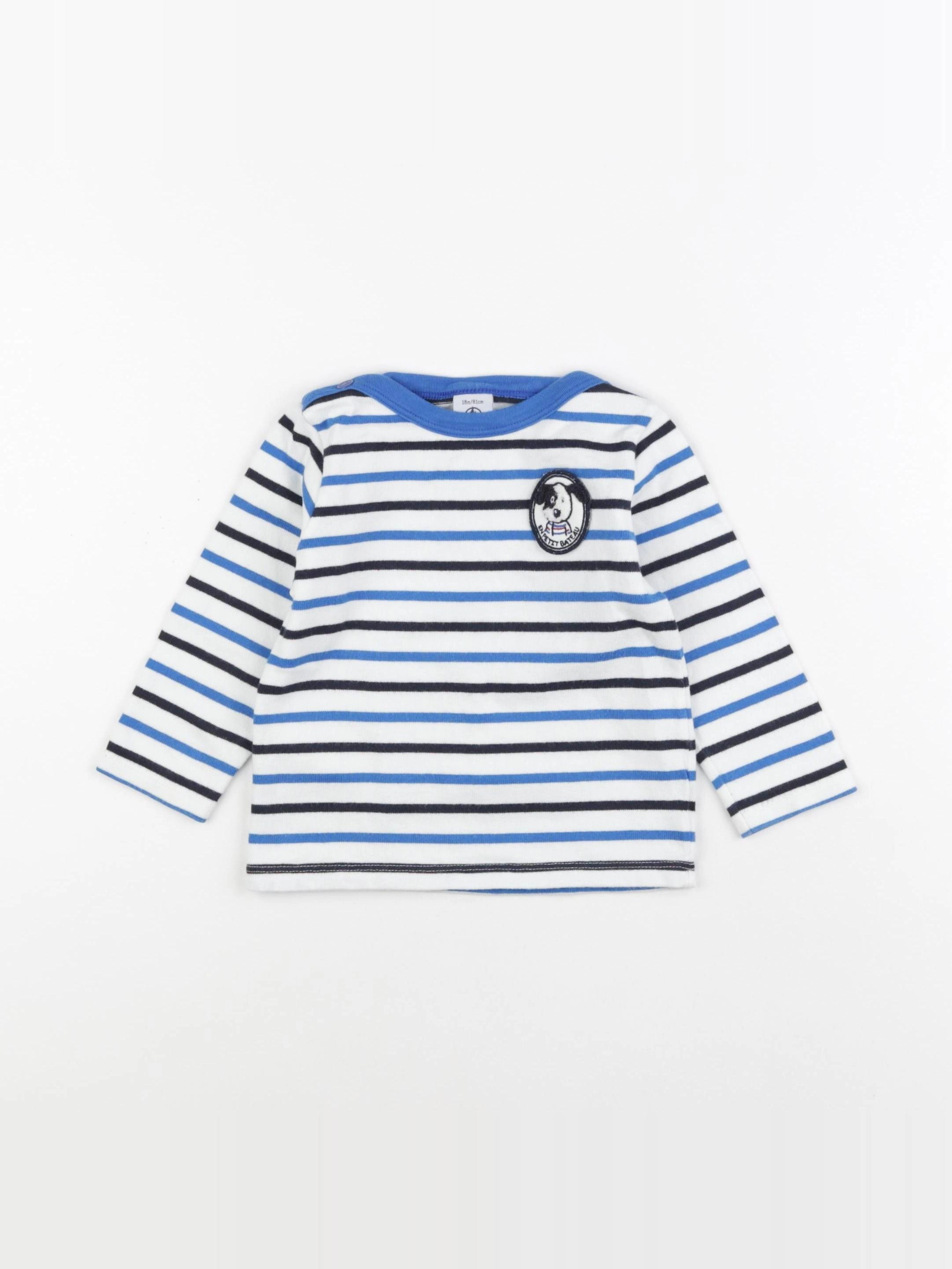 Petit Bateau - pull blanc, bleu - 18 mois
