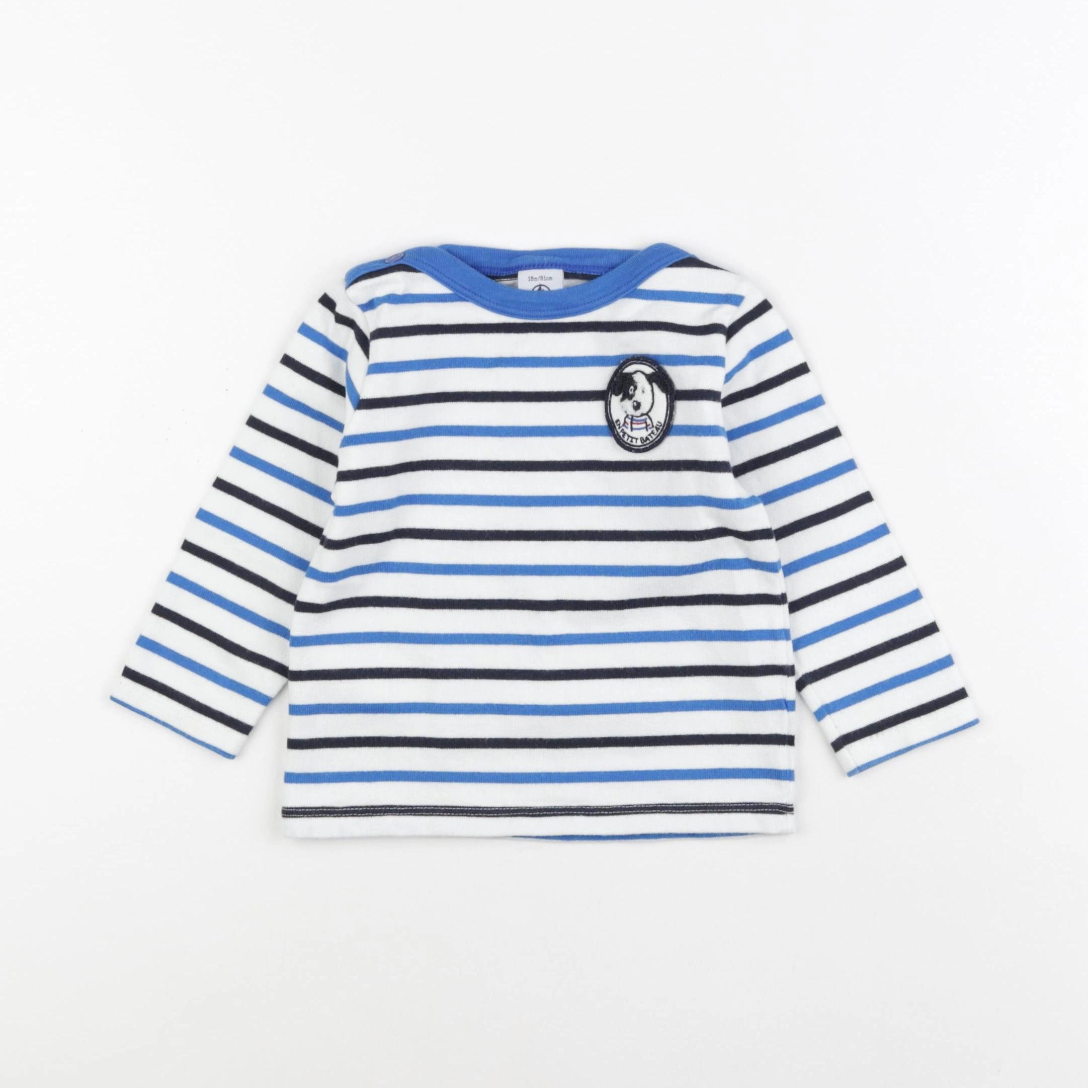 Petit Bateau - pull blanc, bleu - 18 mois