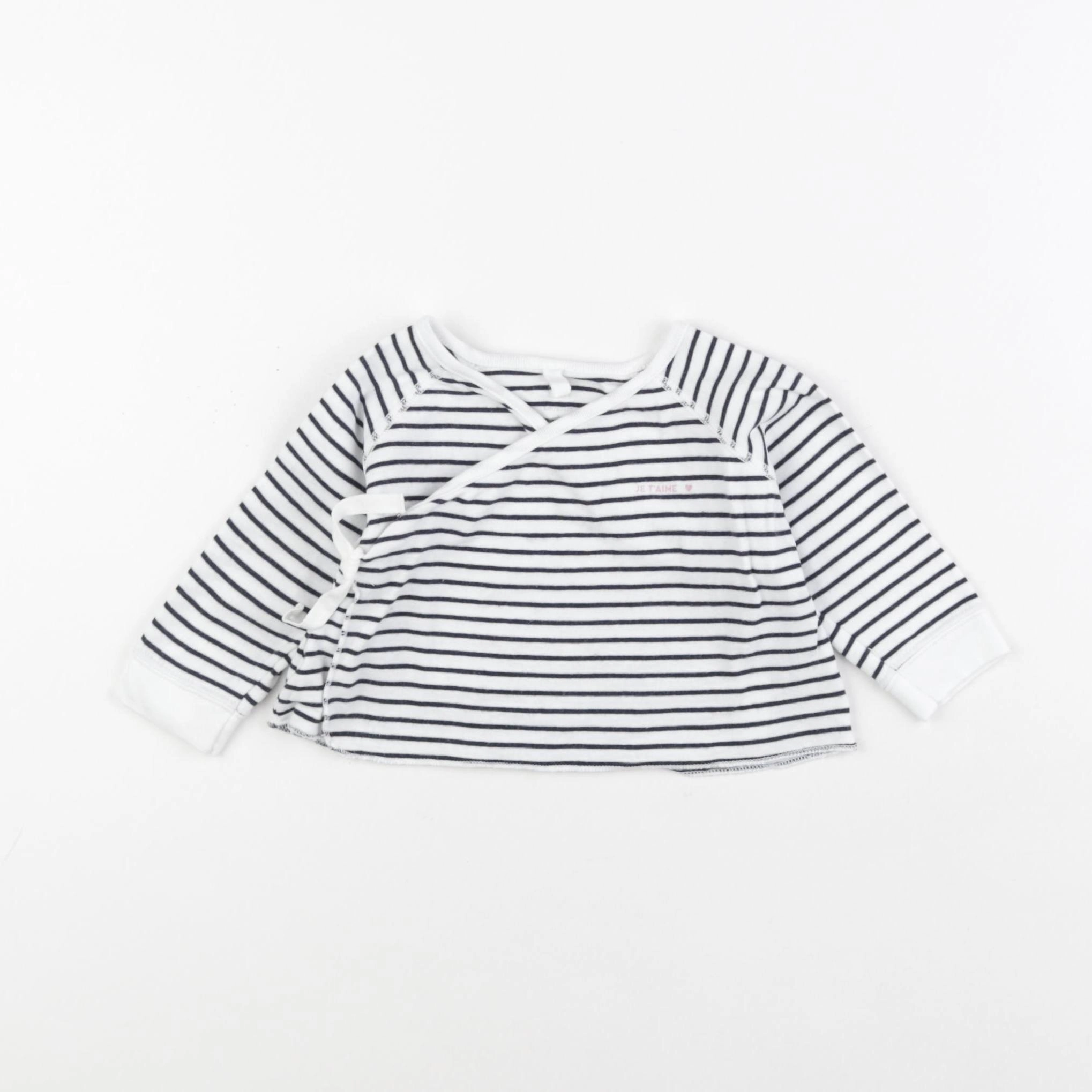 Petit Bateau - gilet blanc, bleu - 6 mois