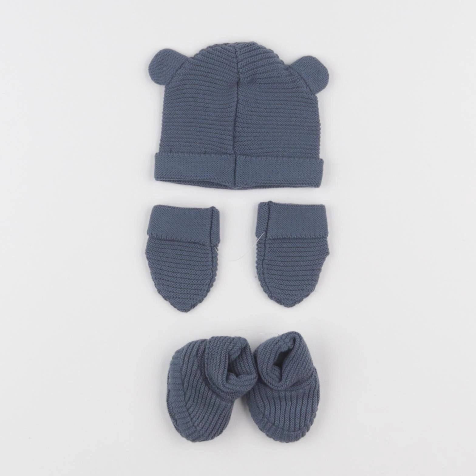 Vertbaudet - ensemble bonnet/moufles gris - 0 mois