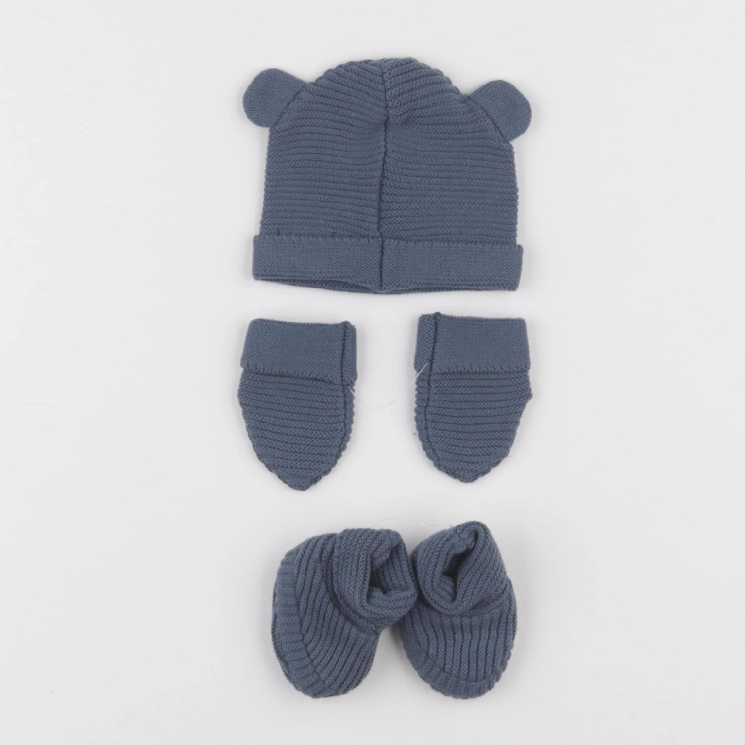 Vertbaudet - ensemble bonnet/moufles gris - 0 mois