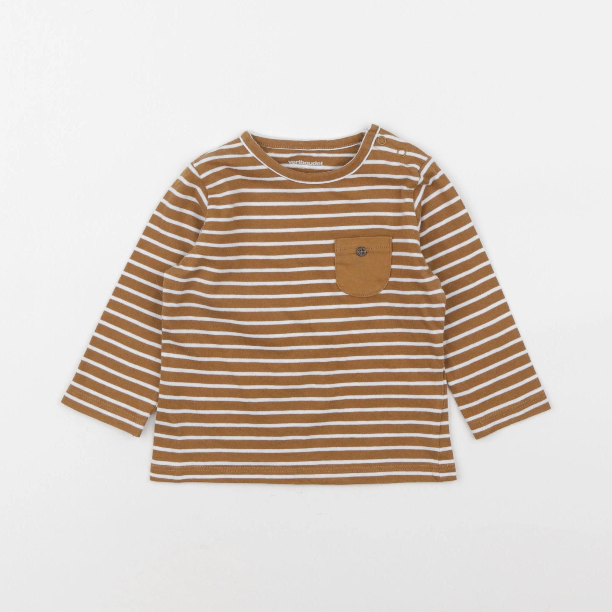 Vertbaudet - tee-shirt beige, marron - 9 mois