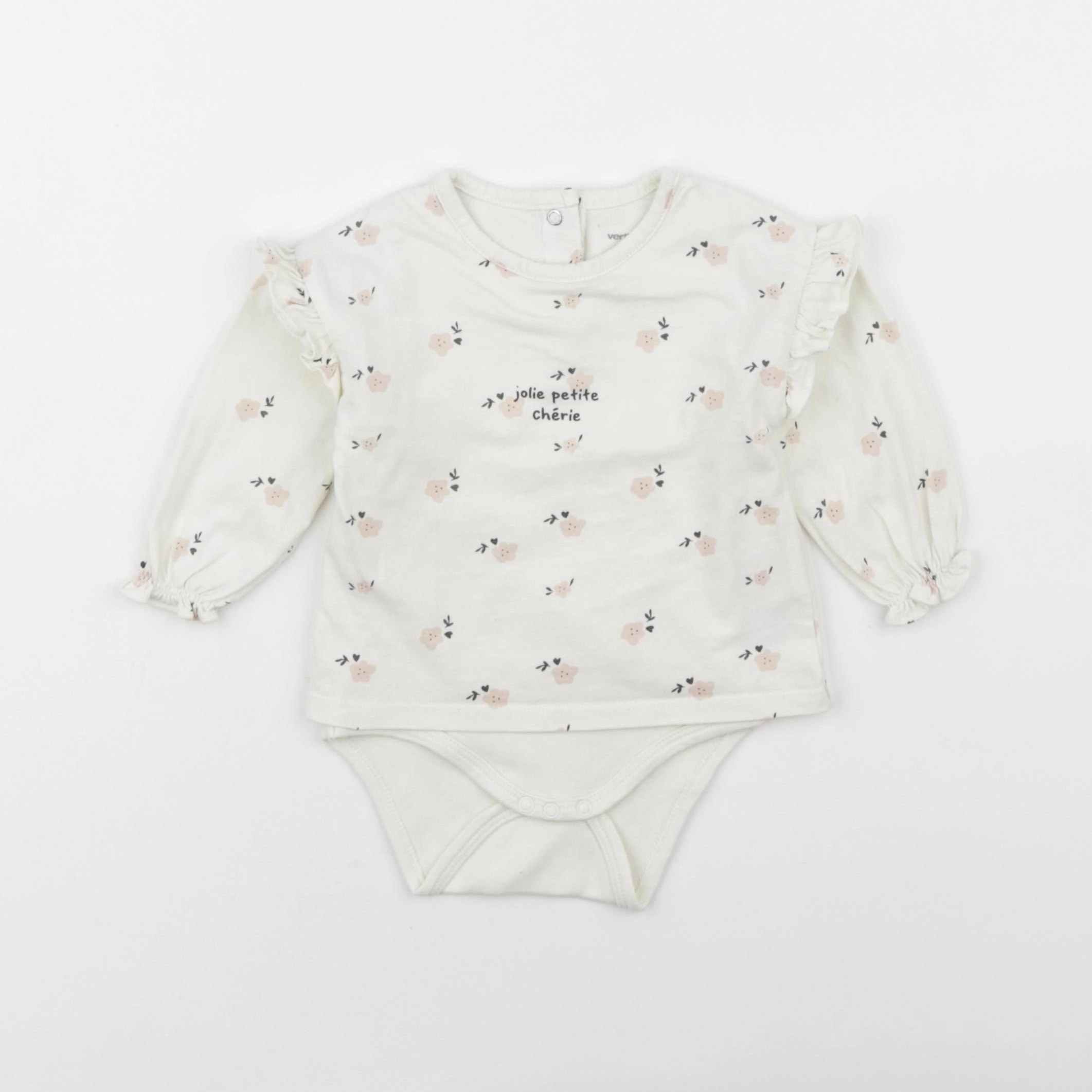 Vertbaudet - body tee-shirt beige - 6 mois