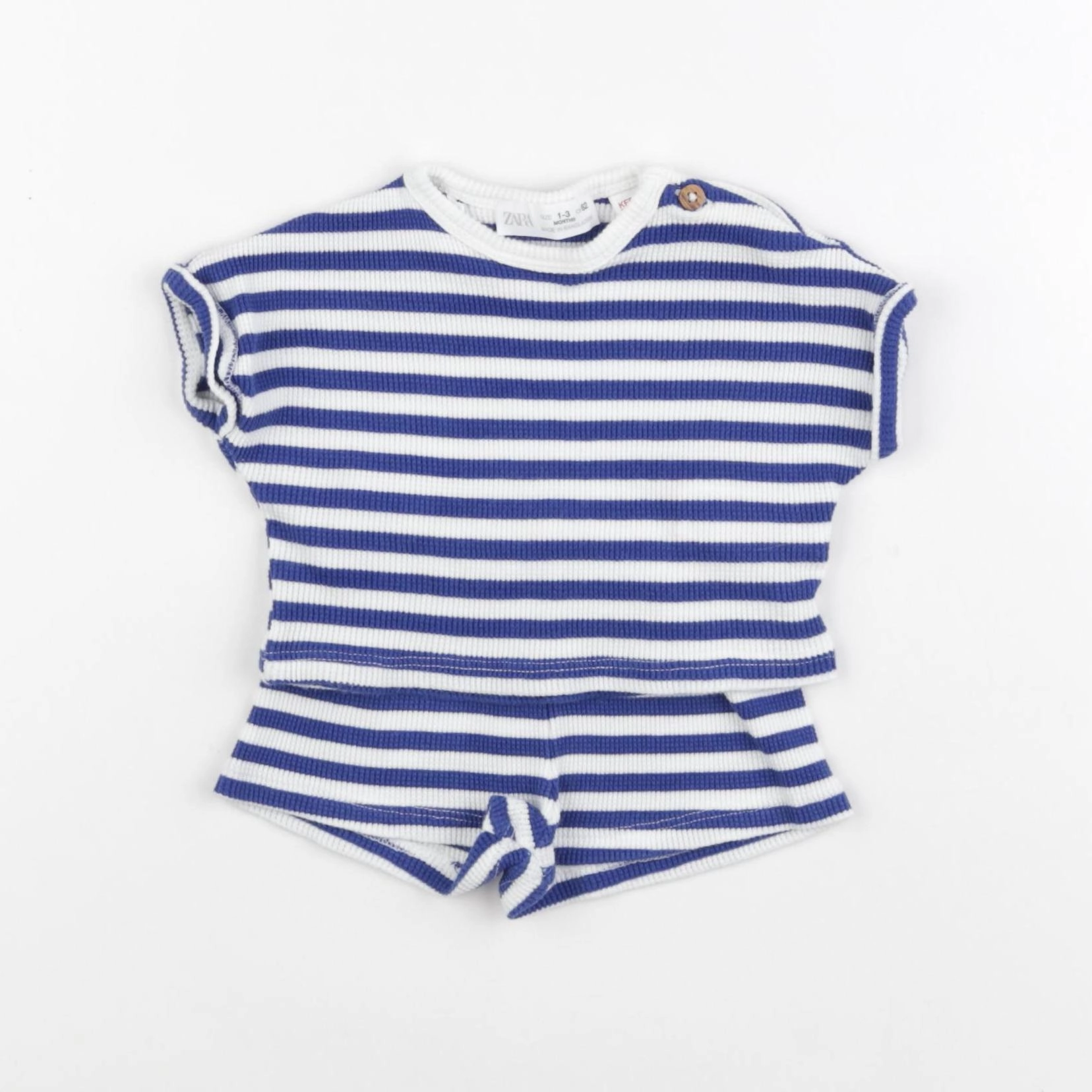 Zara - ensemble blanc, bleu - 1/3 mois