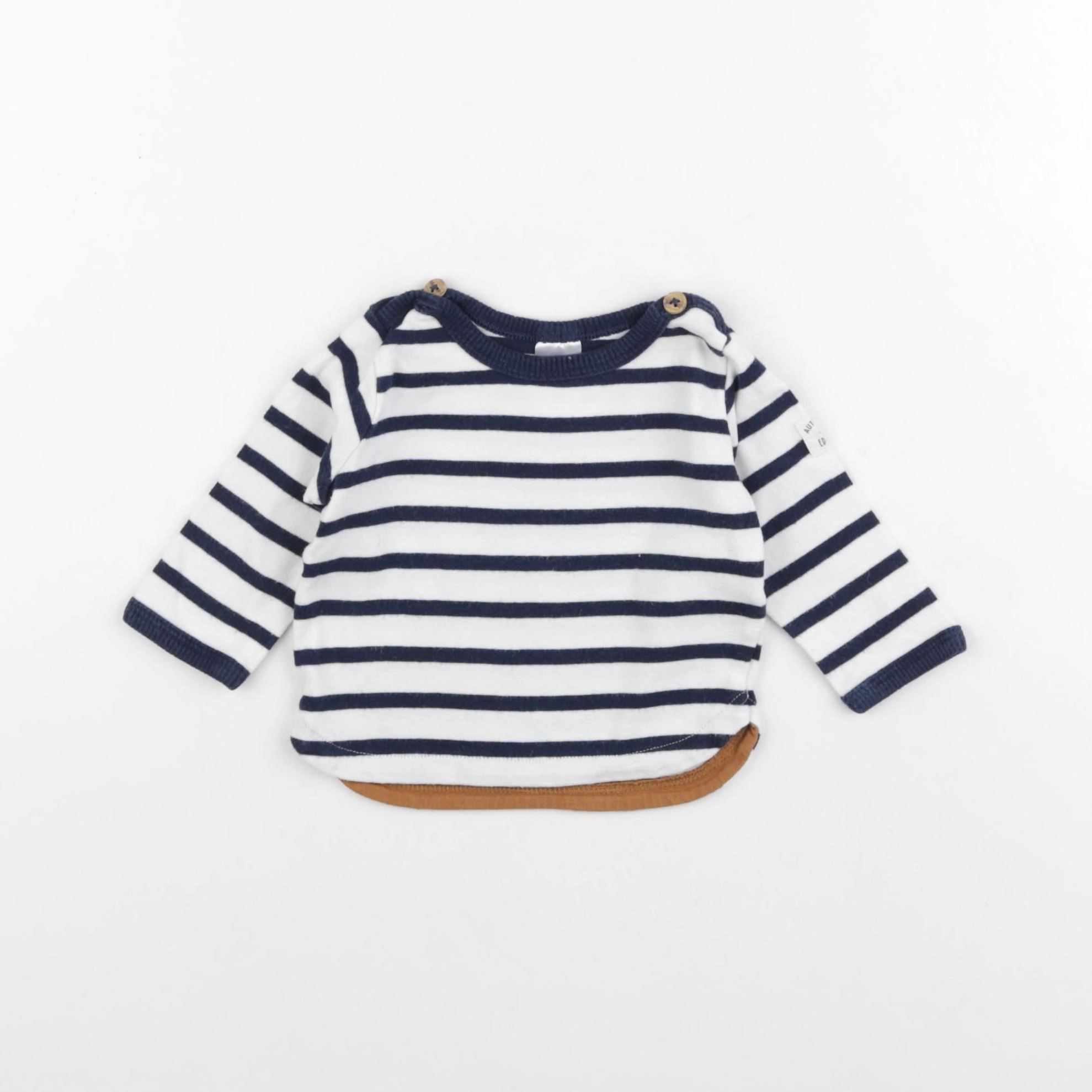 H&M - tee-shirt bleu, blanc - 1/3 mois