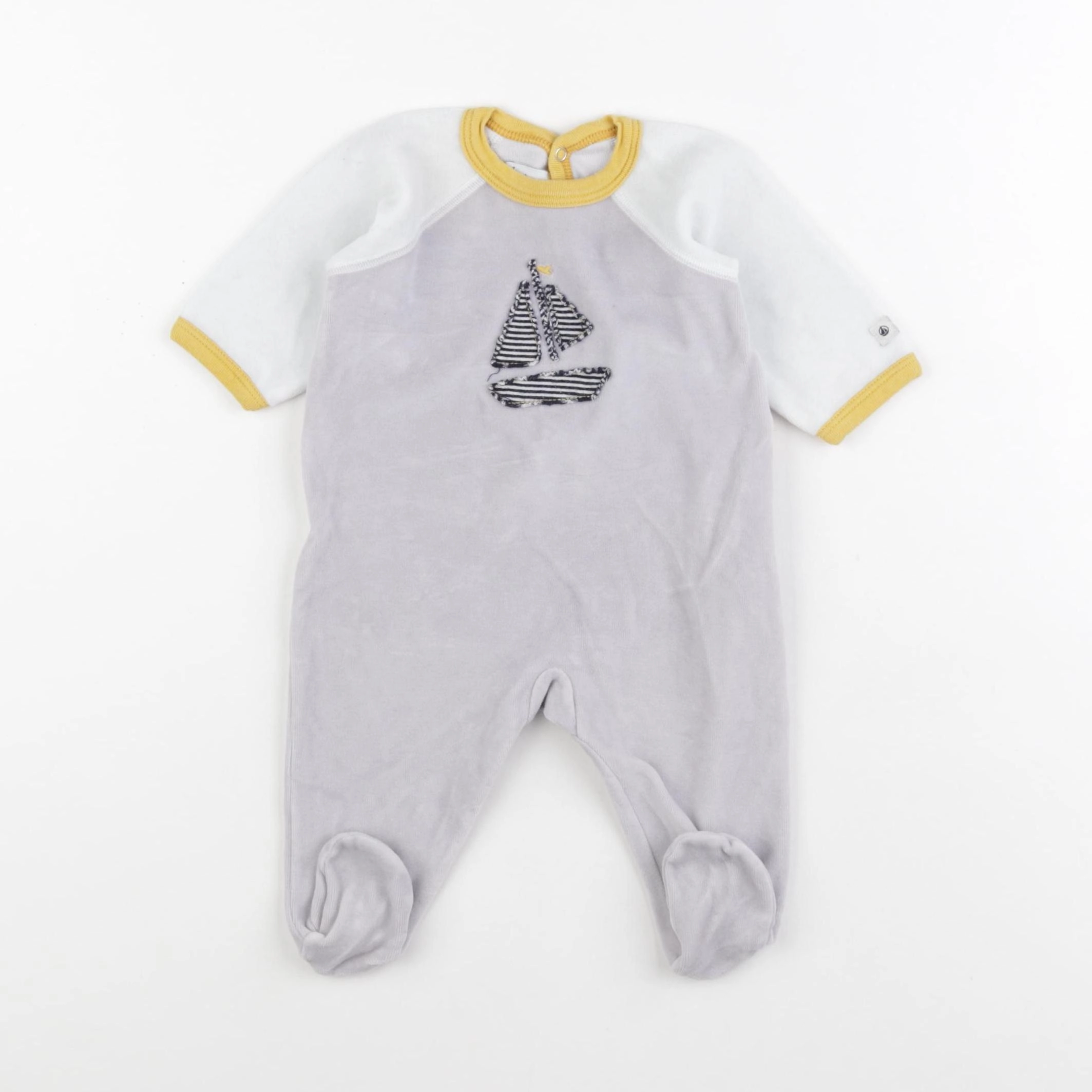 Petit Bateau - pyjama velours gris - 3 mois