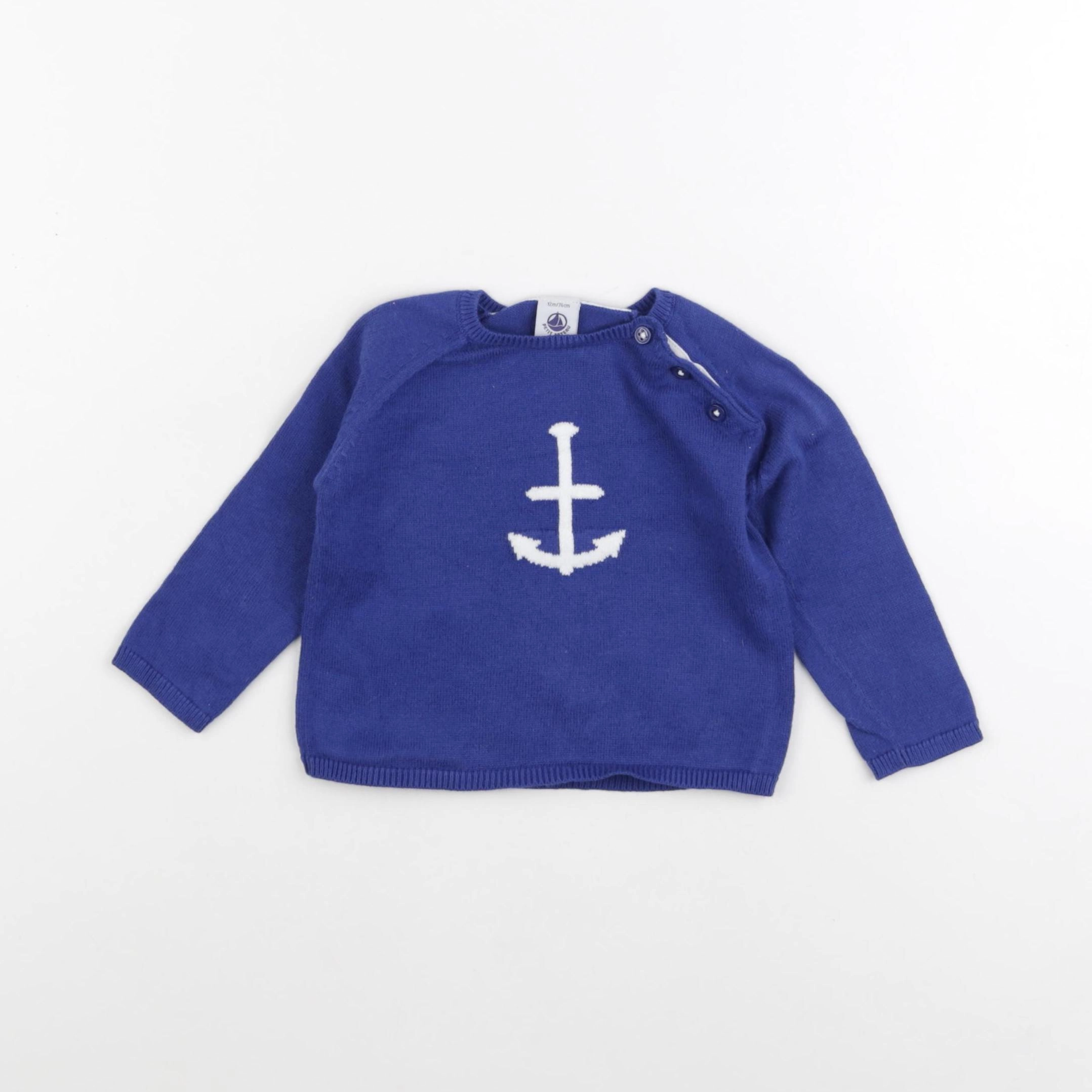 Petit Bateau - pull bleu - 12 mois