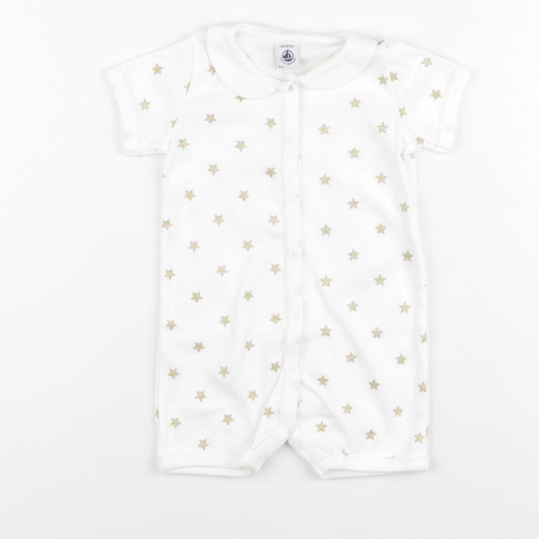 Petit Bateau - pyjama coton blanc - 6 mois