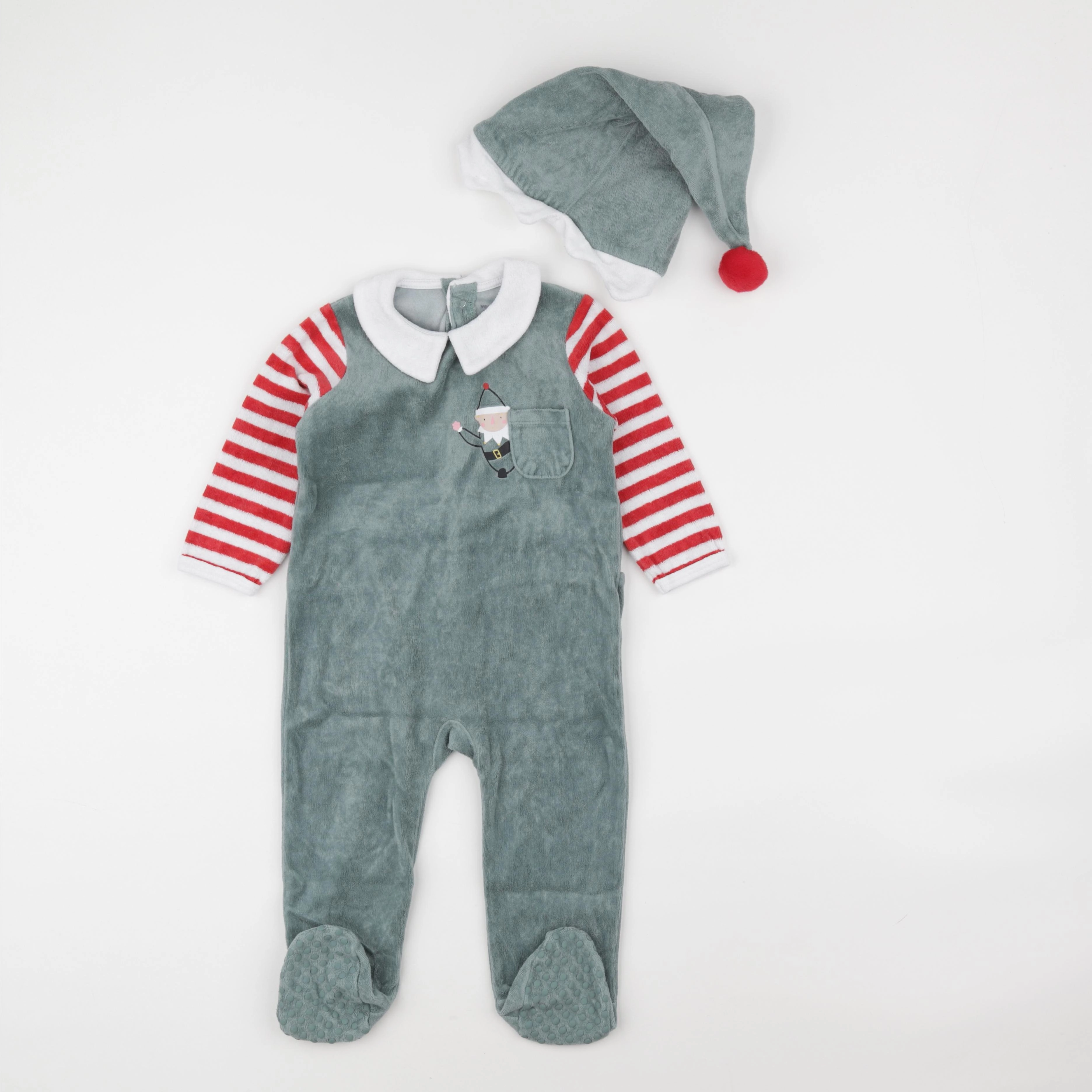 Vertbaudet - pyjama velours vert - 18 mois