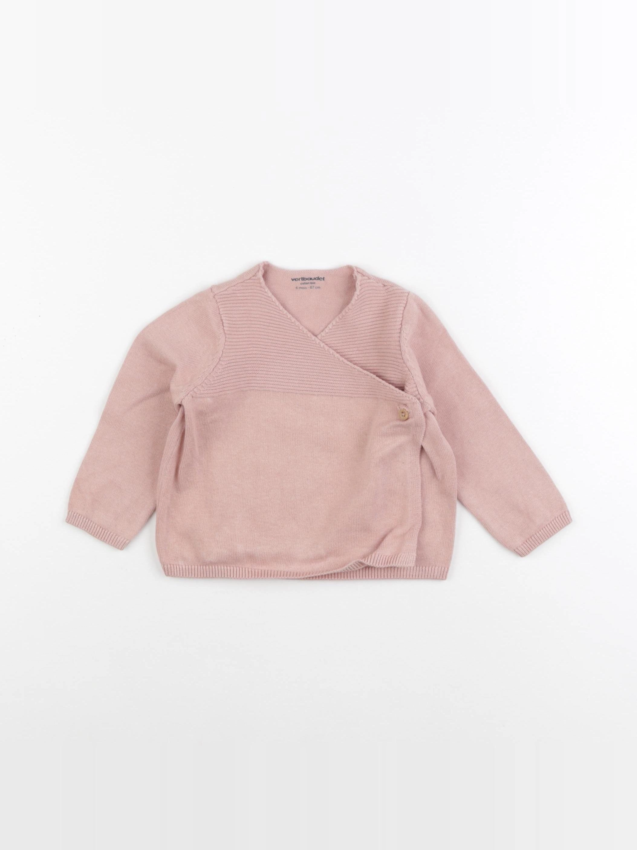Vertbaudet - gilet rose - 6 mois