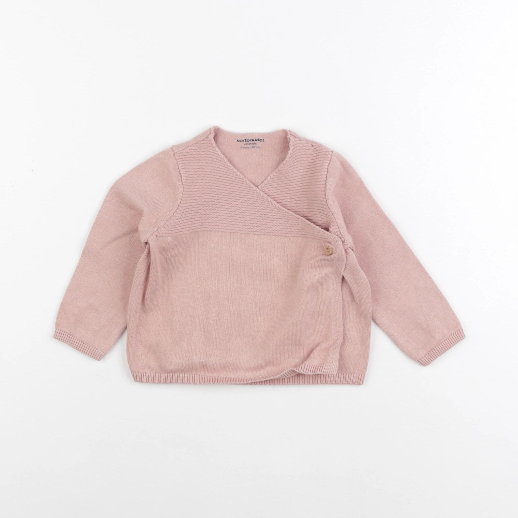 Vertbaudet - gilet rose - 6 mois