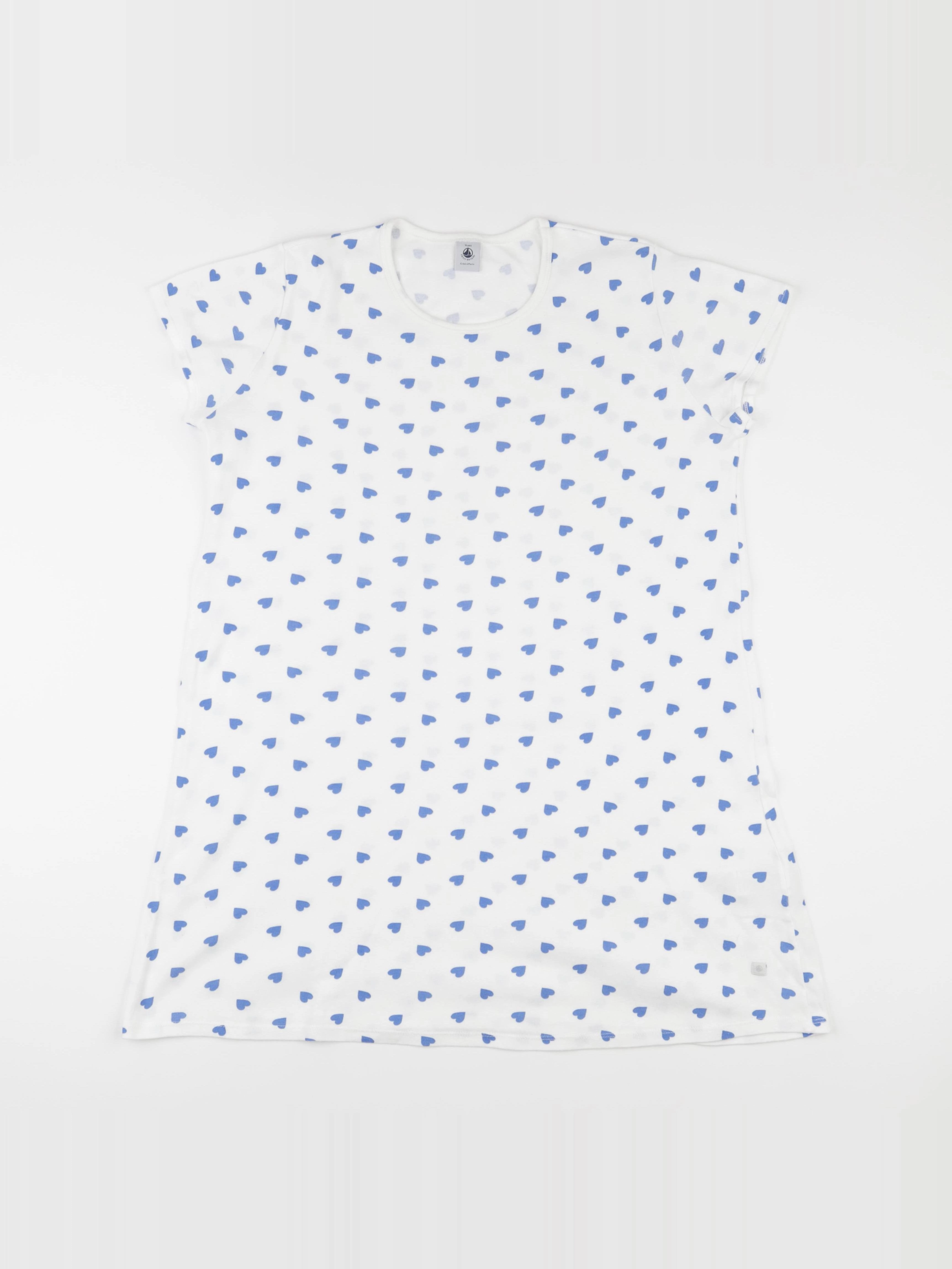 Petit Bateau - chemise de nuit coton blanc, bleu - 14 ans