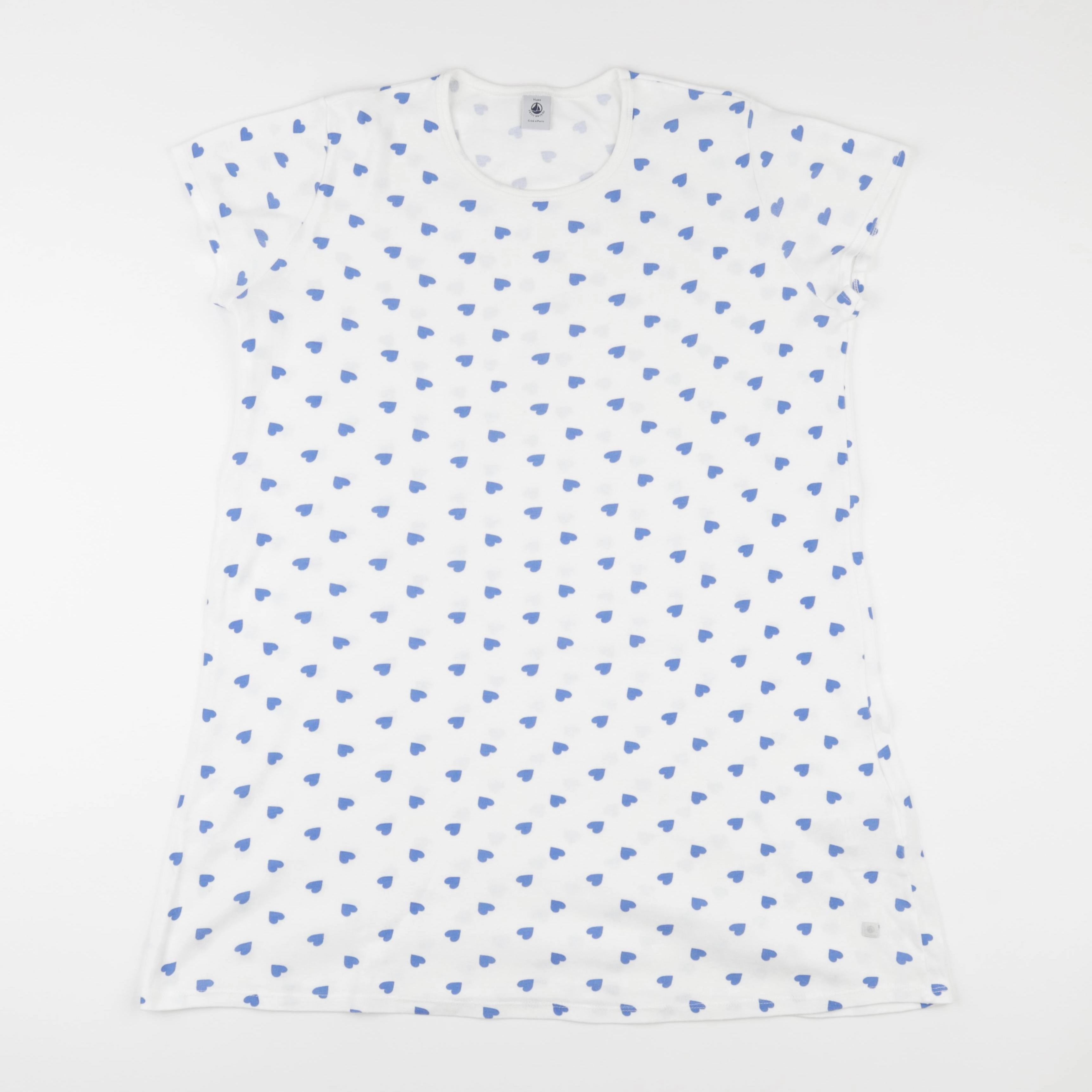 Petit Bateau - chemise de nuit coton blanc, bleu - 14 ans